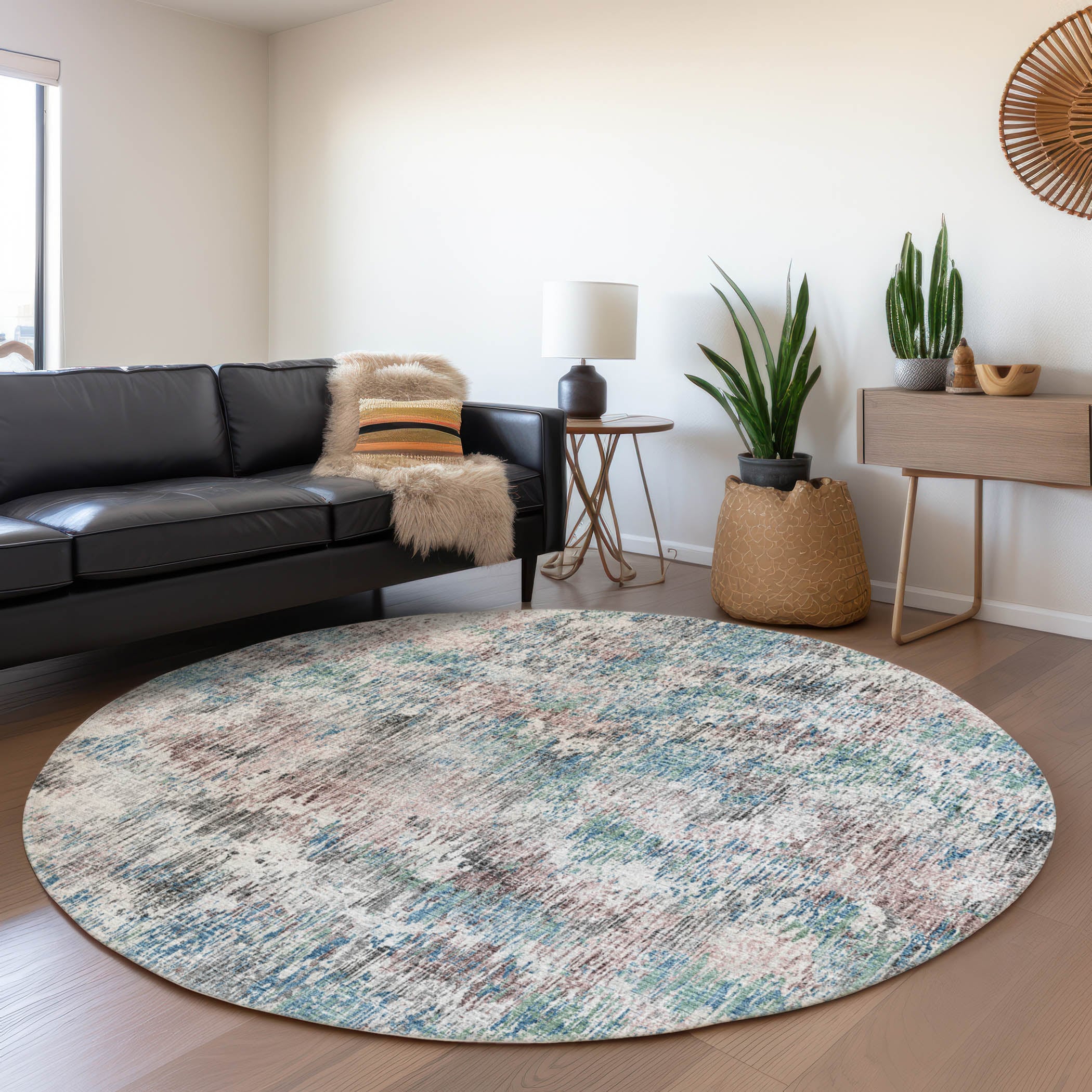 Addison Rugs AMF66MU8RO Mayfield AMF66MU 8 x 8 (ft) Loomed Polyester Multi Round Indoor Abstract Machine washable Area rug