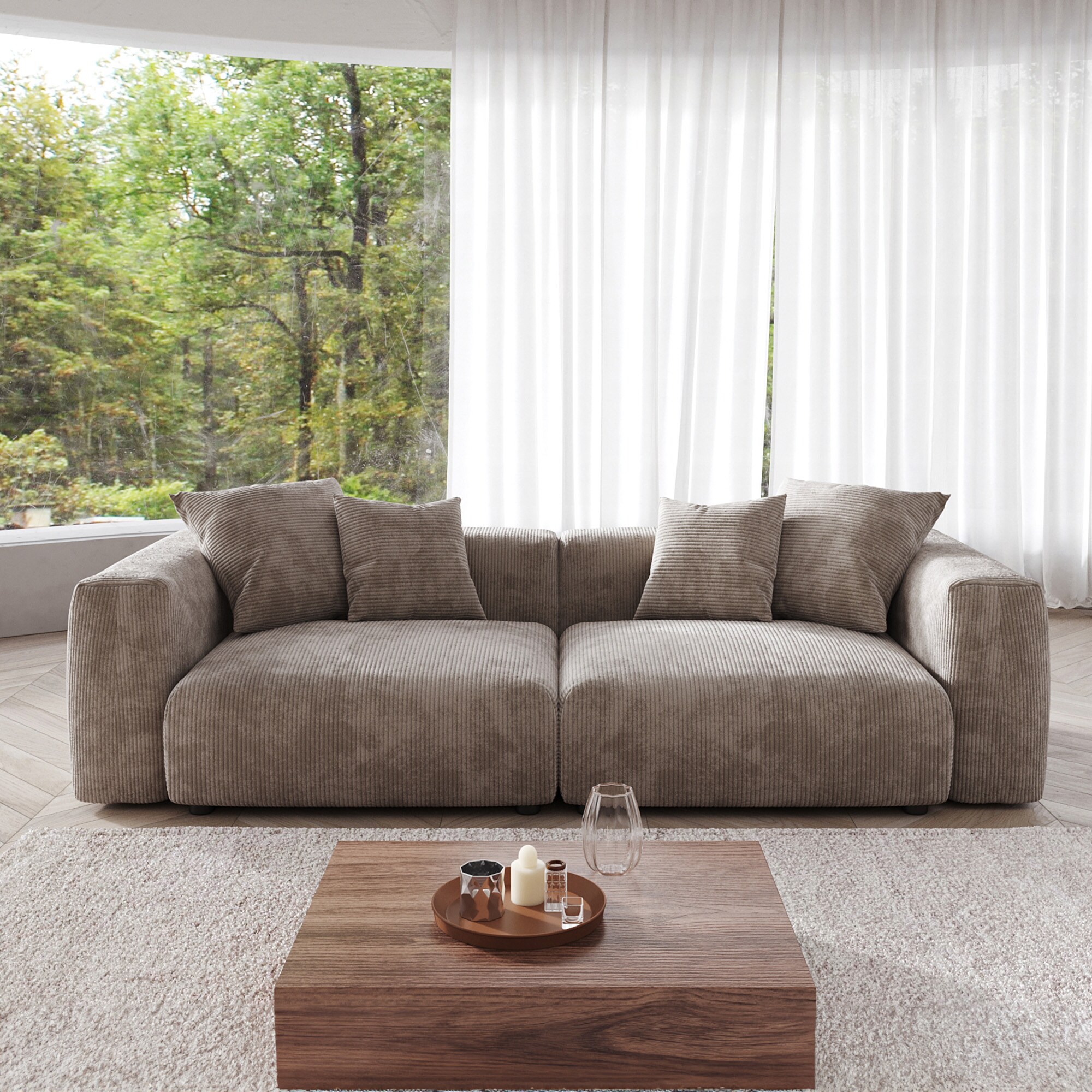 BuotiqHom DH-S2-126BR 102.36-in Casual Brown (Loveseats) Loveseat