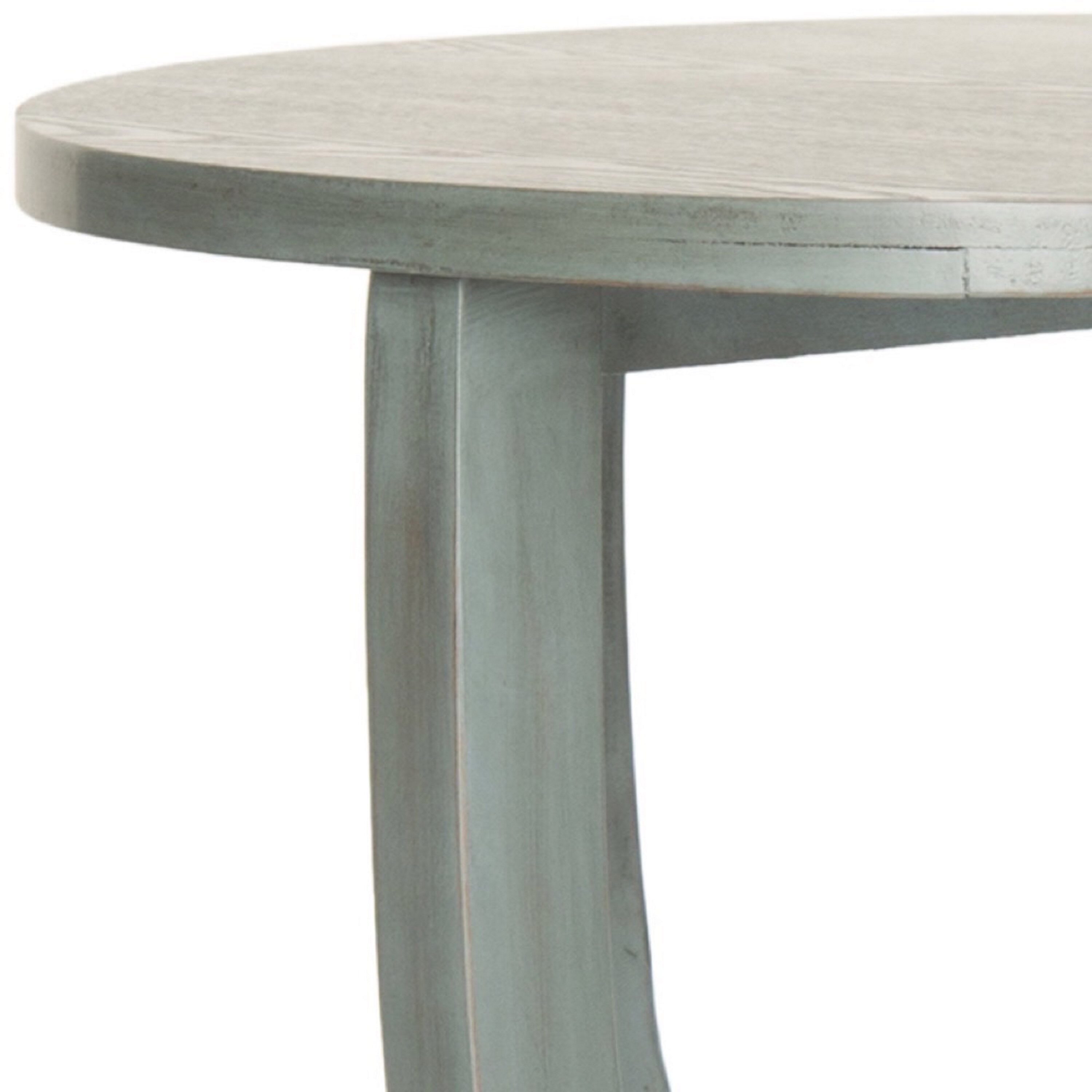Barn Blue Round Wood Pedestal Accent Table with Shelf