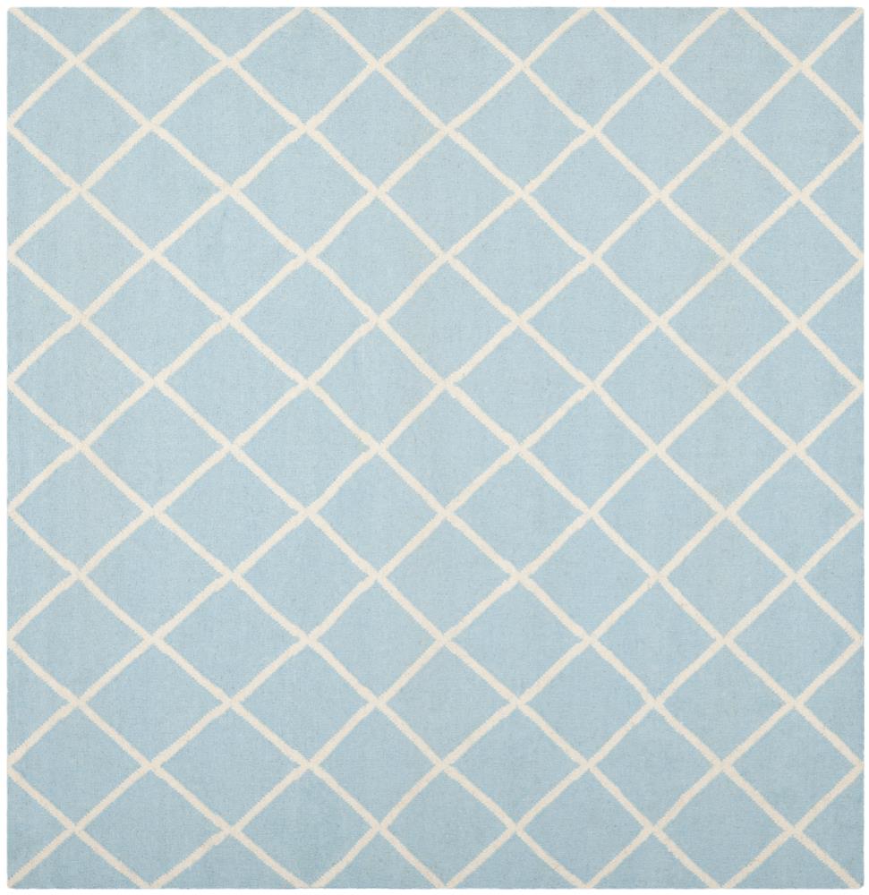 Safavieh DHU565B-6SQ Dhurries Hara 6 x 6 (ft) Wool Light Blue/Ivory Square Indoor Trellis Coastal Area rug
