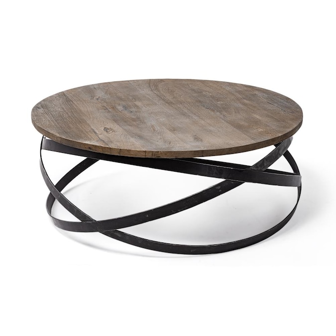 Black Metal Base Coffee Table, Round Wood And Metal Coffee Table With Wheels