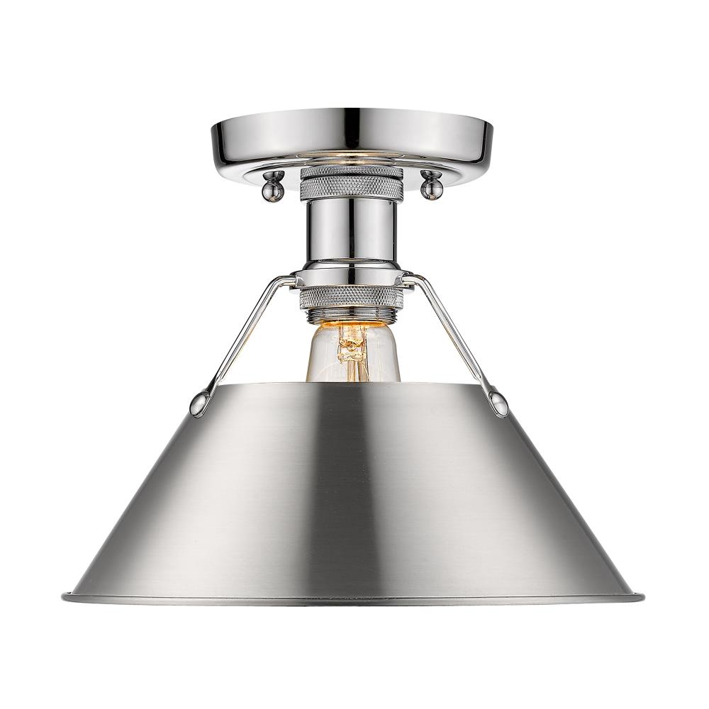 Golden Lighting 3306-FM CH-PW Orwell 1-Light 10-in Chrome Flush Mount Light