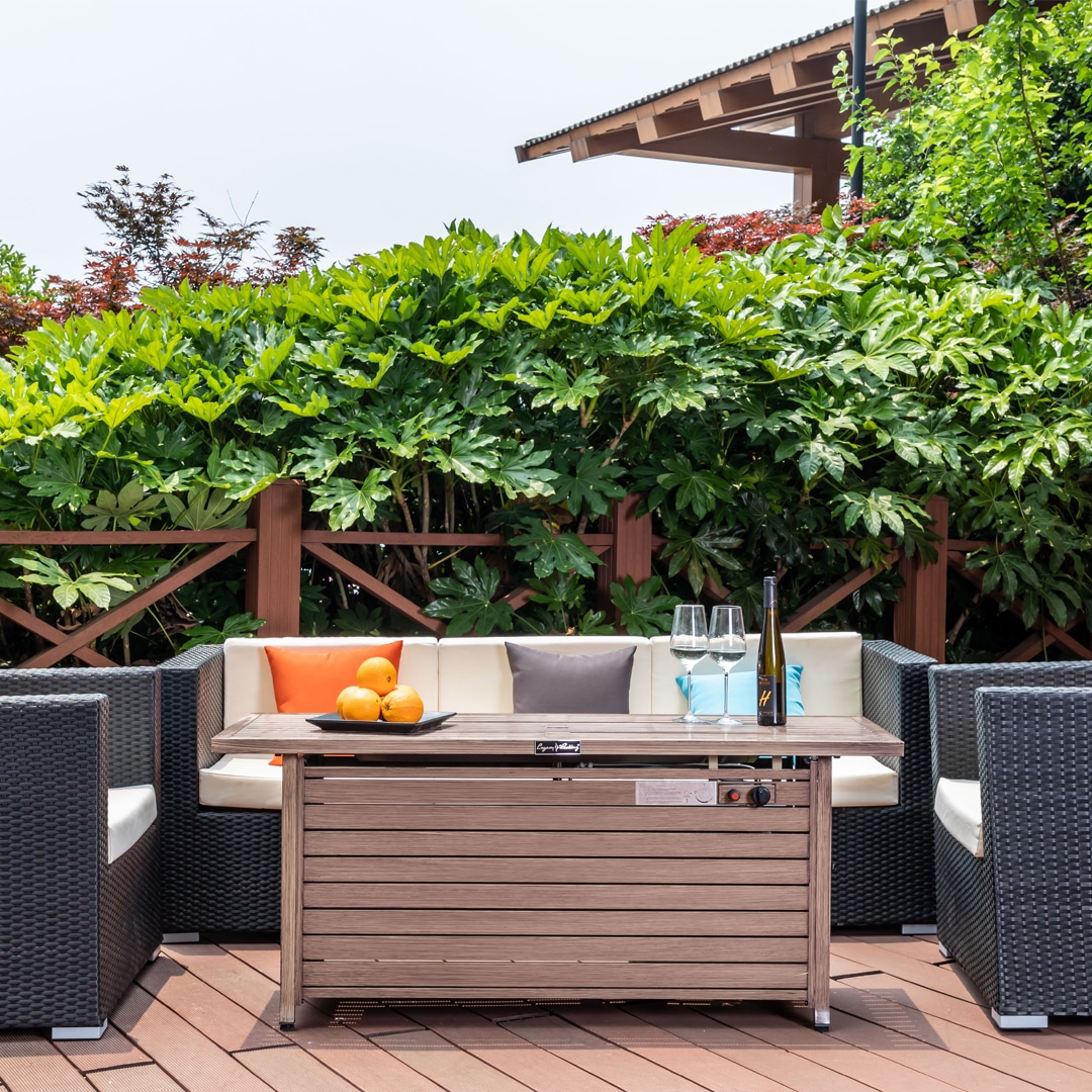 Black Aluminum Gas Fire Pit Table with Cover