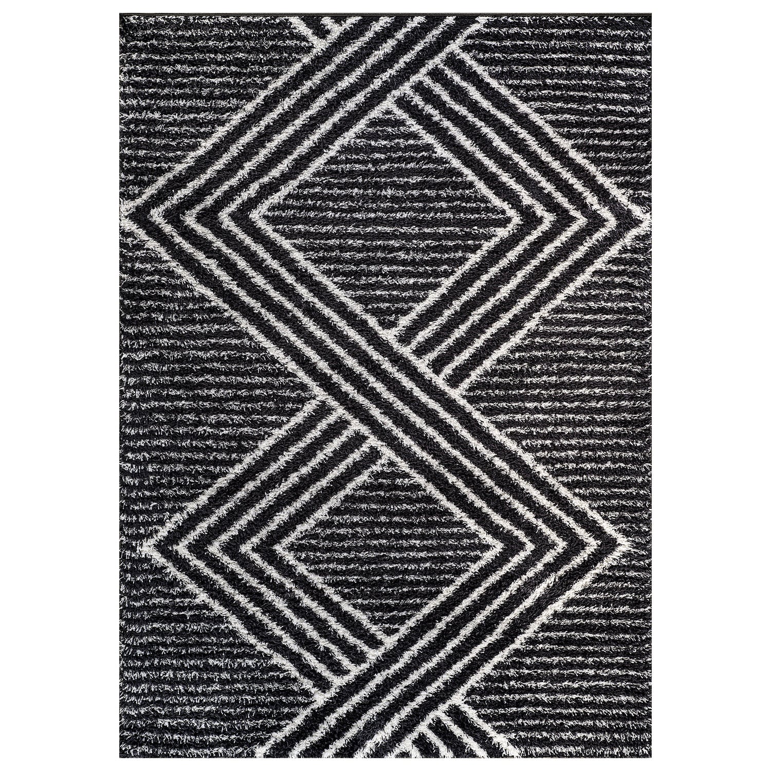 World Rug Gallery Horizon 8 x 10 (ft) Loomed Polyester Anthracite ...