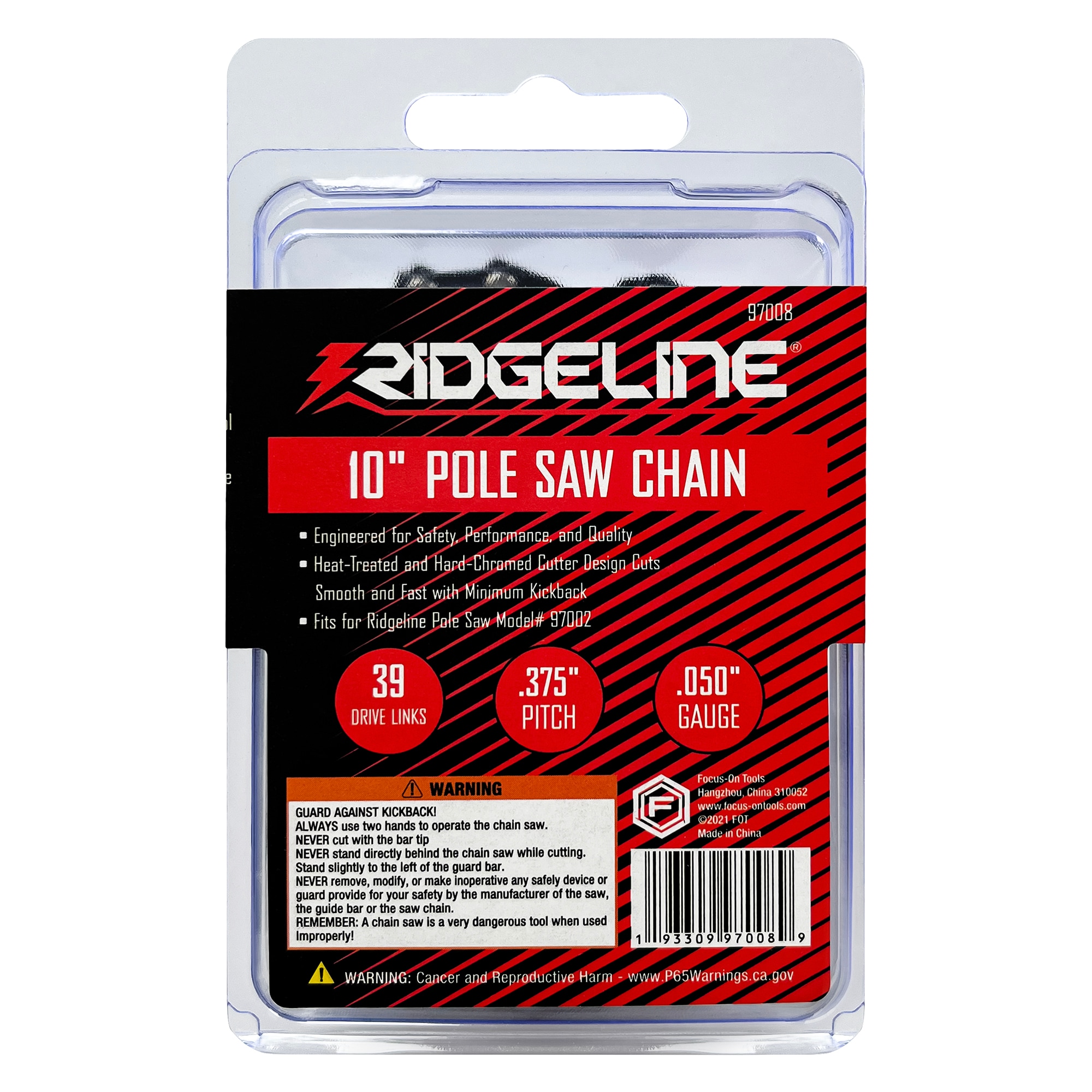 RIDGELINE 97008 39 Link Replacement Chainsaw Chain For 10-in , 0.05-in Gauge , .325-in Pitch