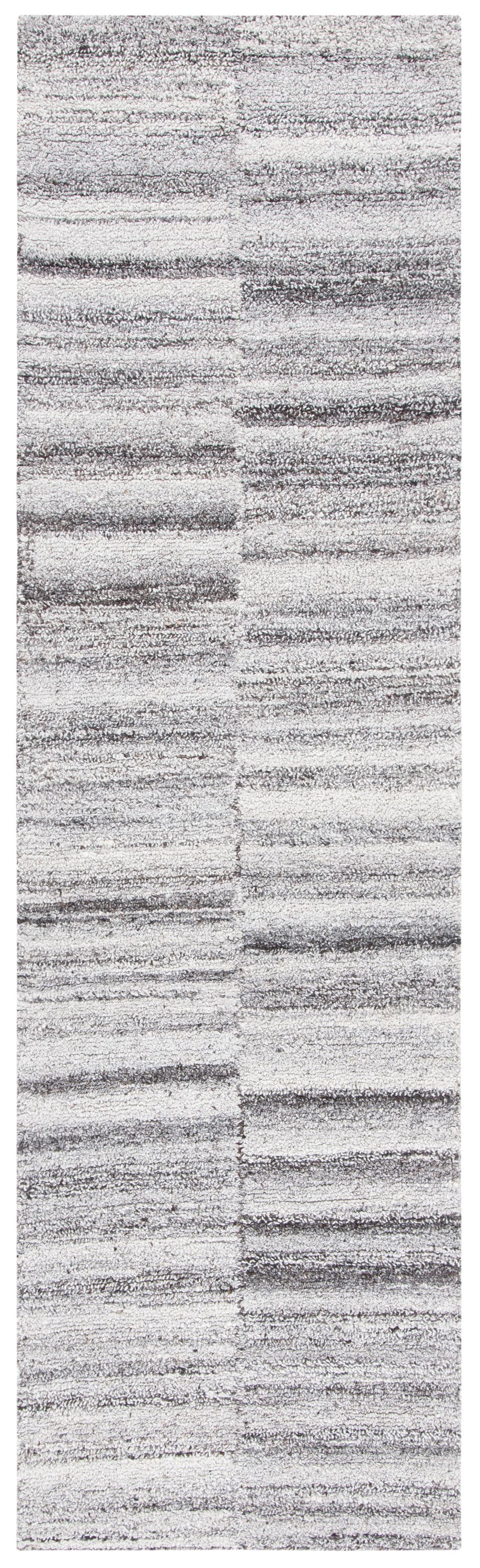 Gray Abstract Handmade Wool Runner Rug