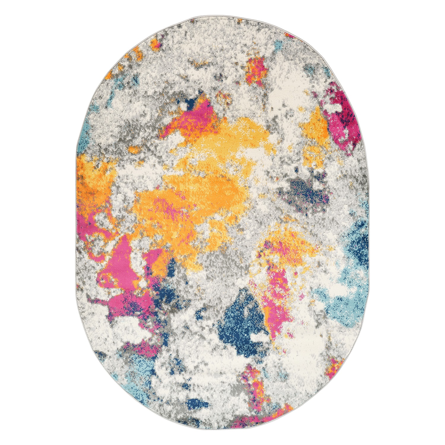 World Rug Gallery 232MULTI5OV 5 x 7 (ft) Loomed Polypropylene Multi Oval Indoor Distressed/Overdyed Global Area rug