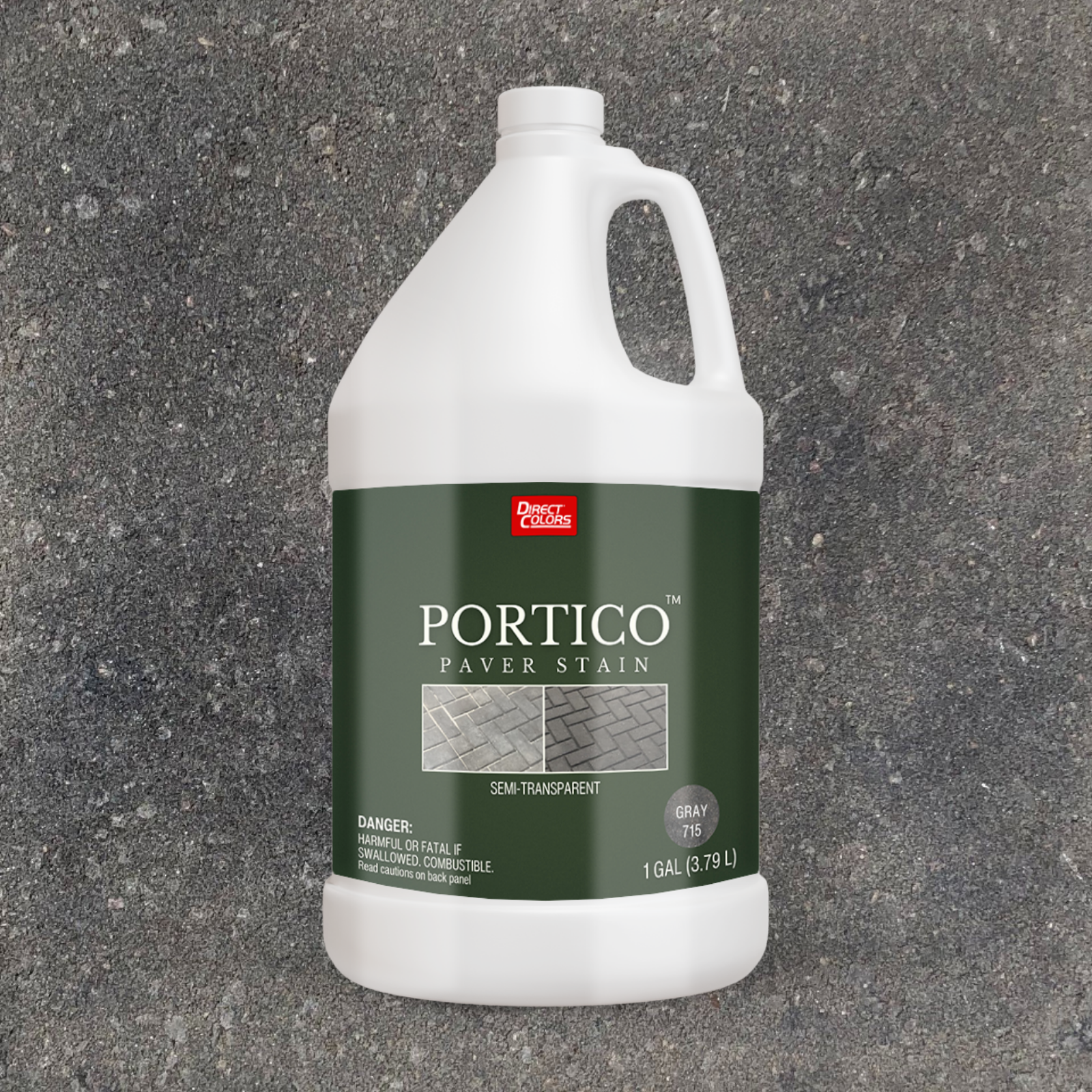 Direct Colors DC-POR-715-1GAL Portico Concrete Paver Stain Gray Solvent-based Ready-to-use Concrete stain ( 1-gallon )