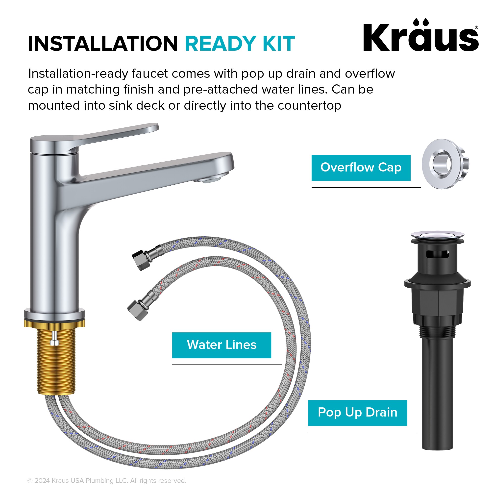Indy Chrome Single Handle Bathroom Faucet with Pop Up Drain