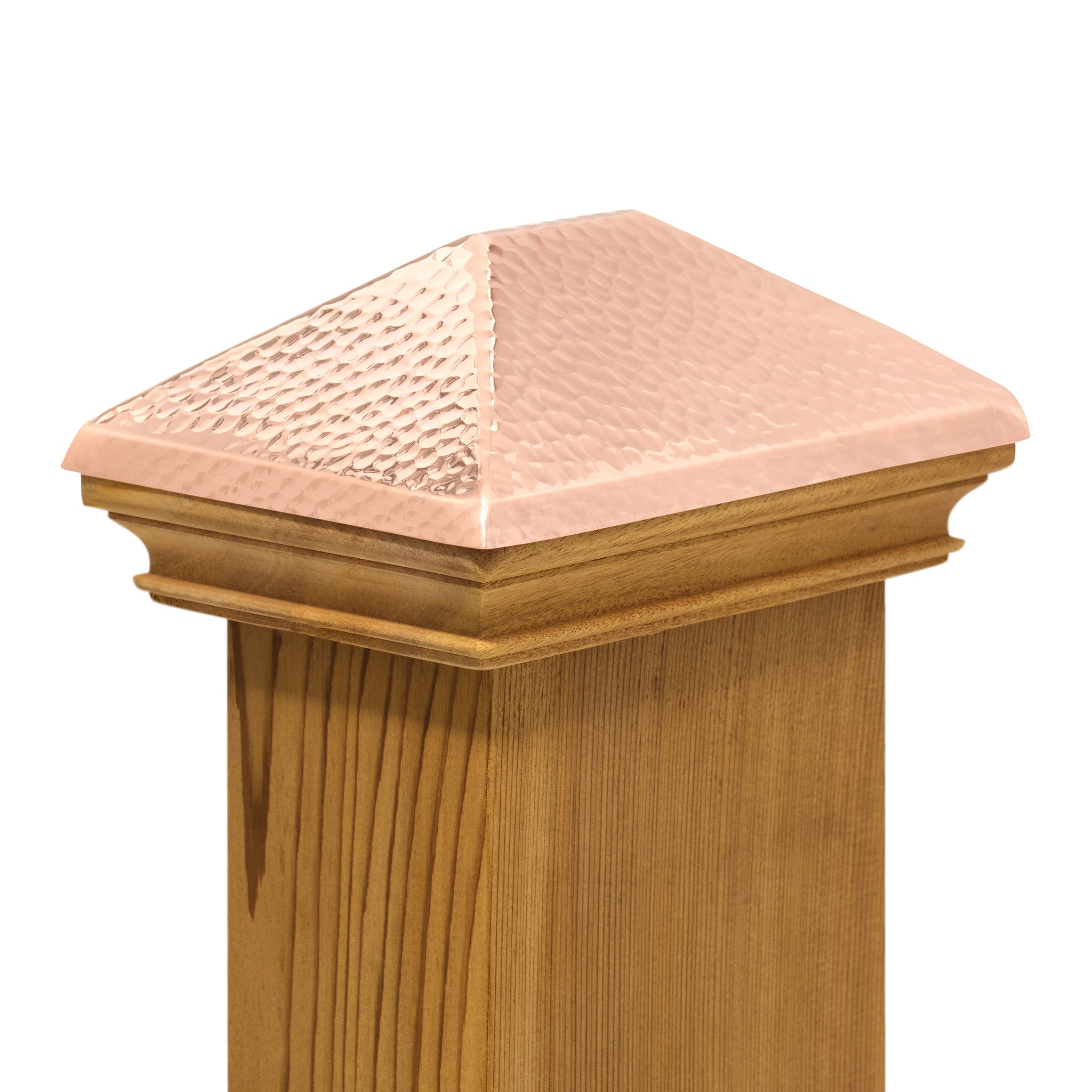 PERMAKAP 4-in x 6-in West Indies Pyramid One-Piece Sanded Copper Mahogany Deck Post Cap