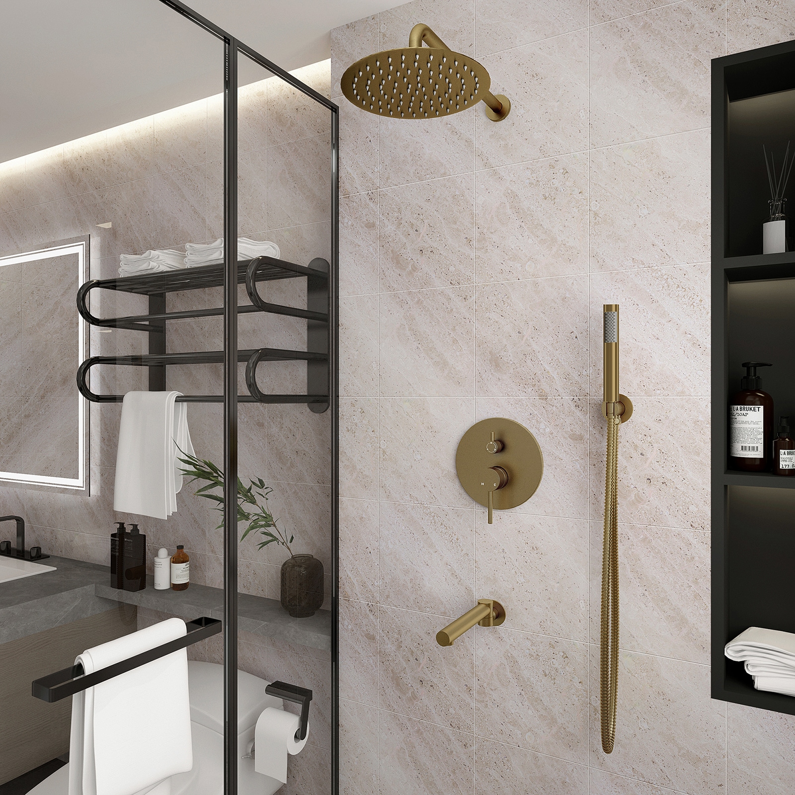 Mondawe MO6006-10BN Showerhead-Bar-Panels - View #2
