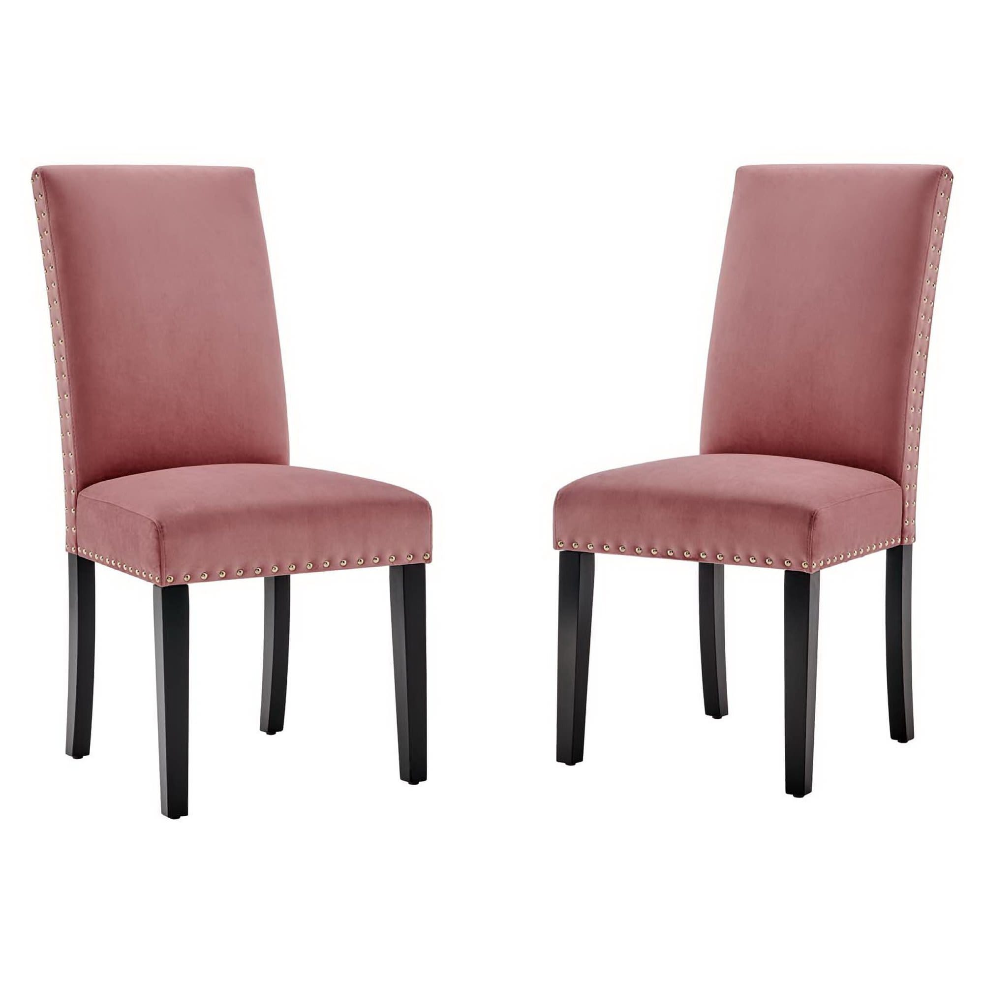 Modway  Parcel Performance Velvet Dining Side Chairs Set of 2 in Dusty Rose