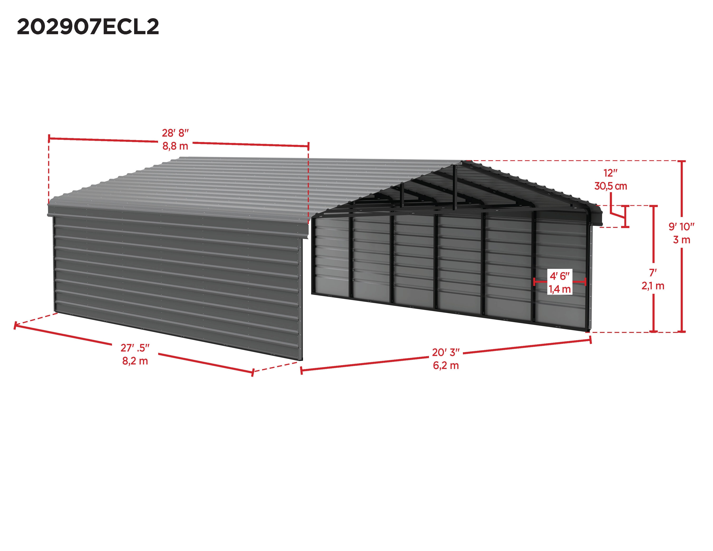 Arrow CPHC202907ECL2 Carport-Covers - View #2