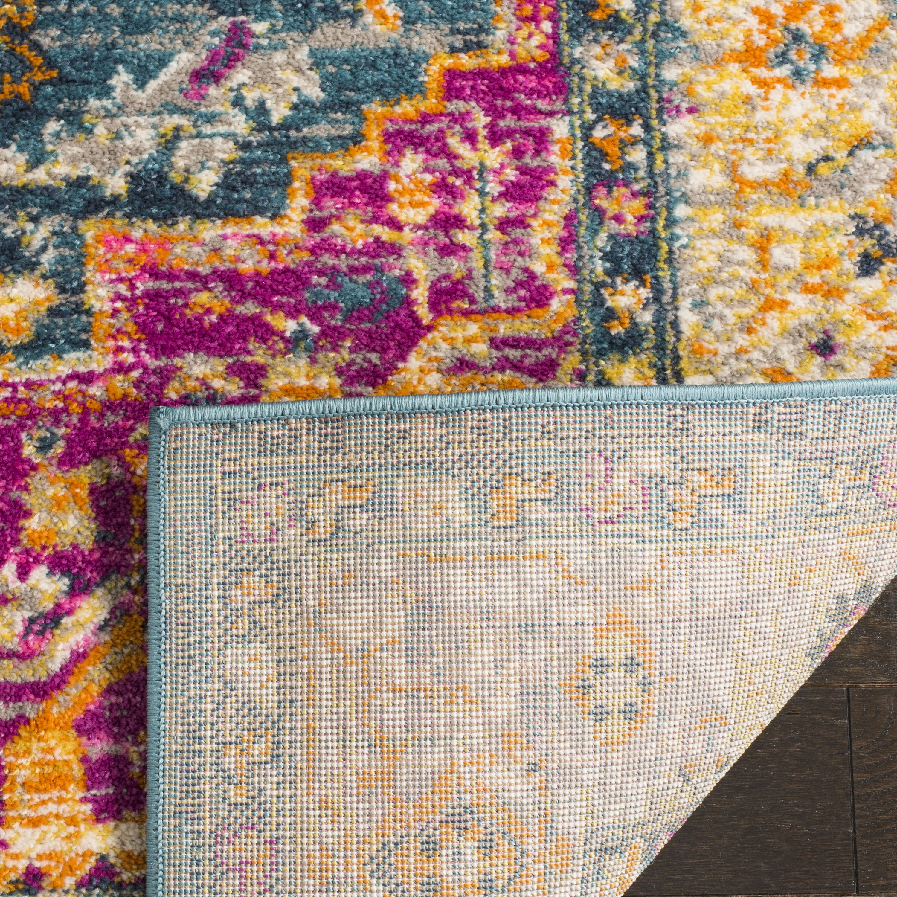 Blue Multicolor Synthetic 5' x 7' Reversible Area Rug