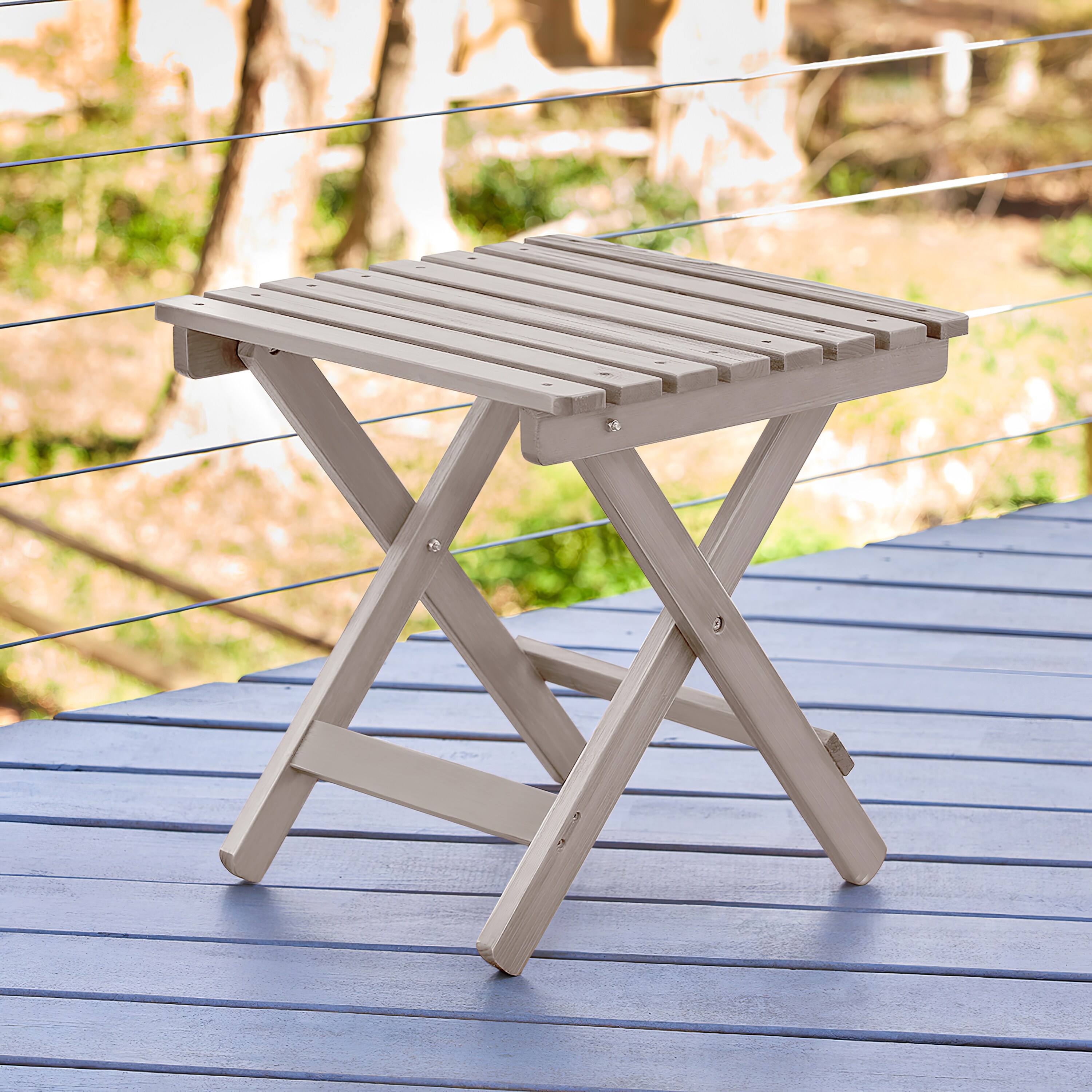 Sherwood Cedar Wood Folding Square Accent Table