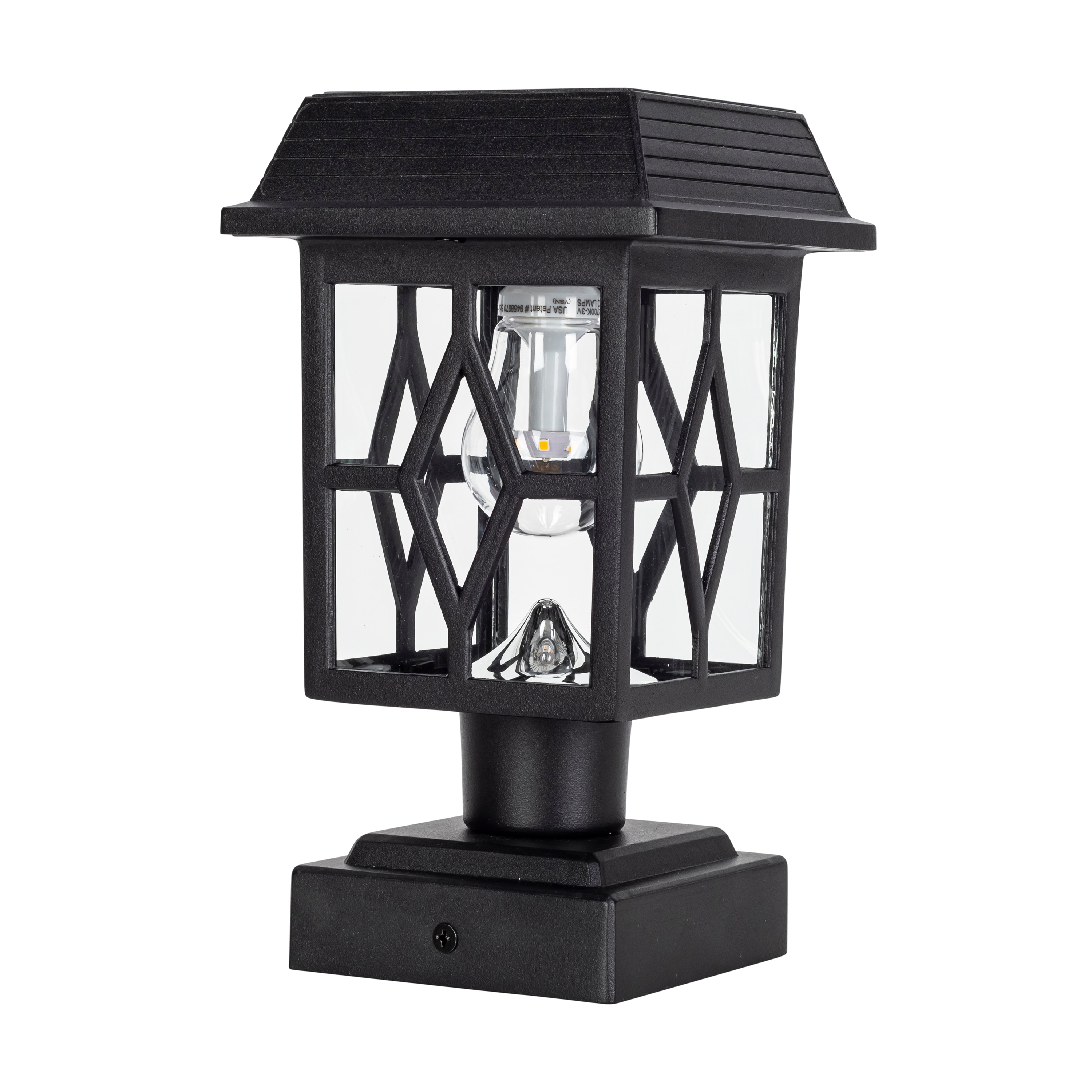 Luna II Black Cast Aluminum Solar LED Post Cap Lights, 2-Pack