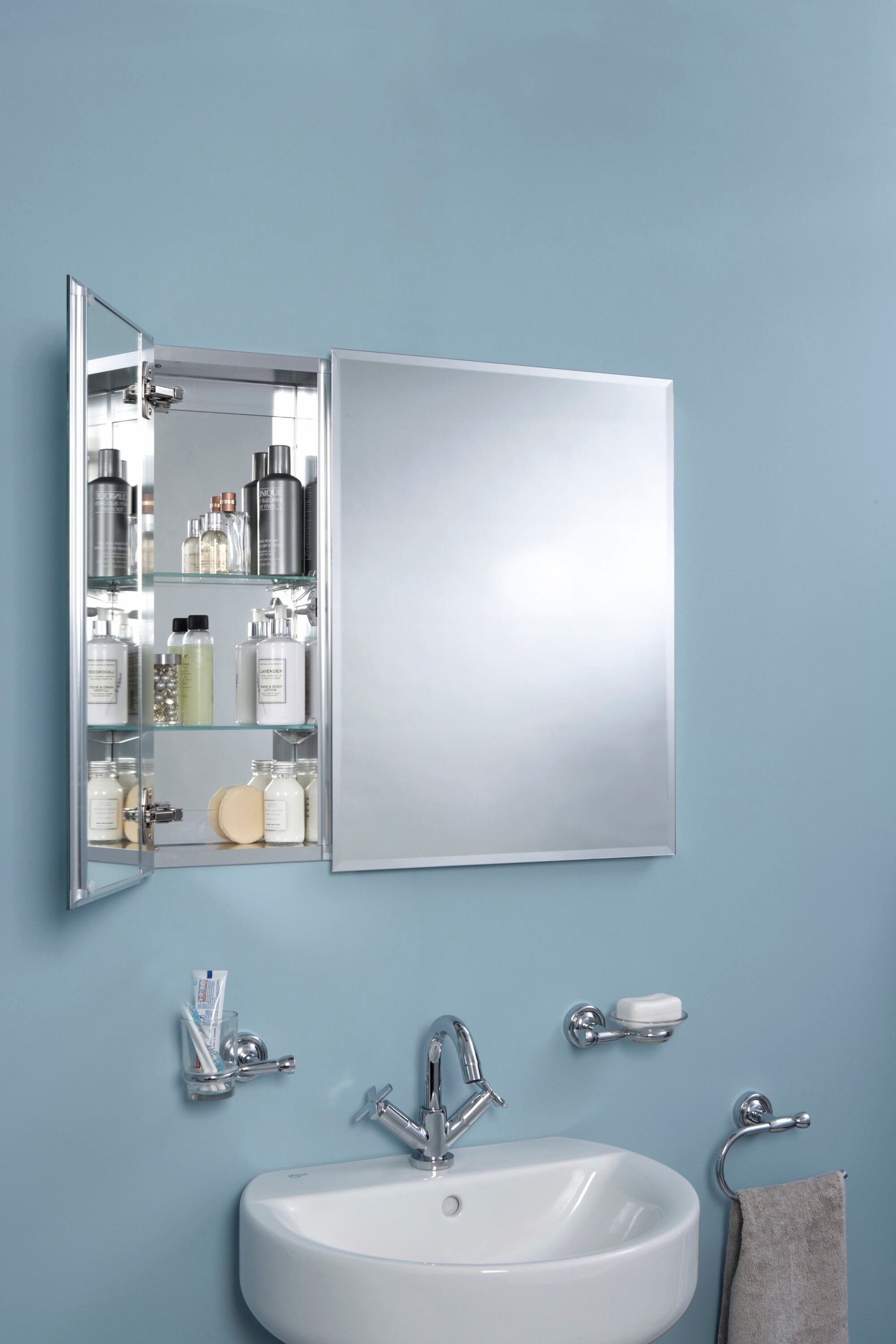 Croydex WC101669US 30-in x 26-in Surface/Recessed Mount Silver Mirrored Square Medicine Cabinet