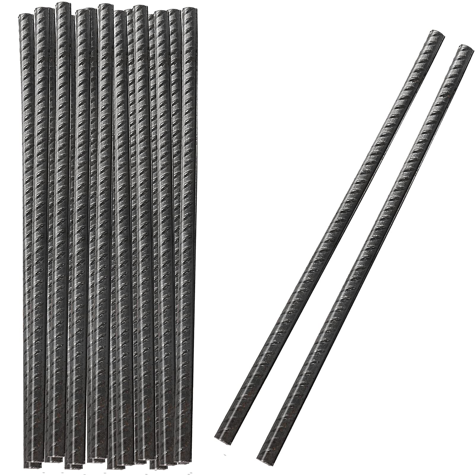 GAOLLY KHKFY 20 pcs 12 Inch Black Steel Rebar Stakes Heavy Duty Ground Anchor Stakes for Concrete Forming Landscaping Camping Planting and Garden Use