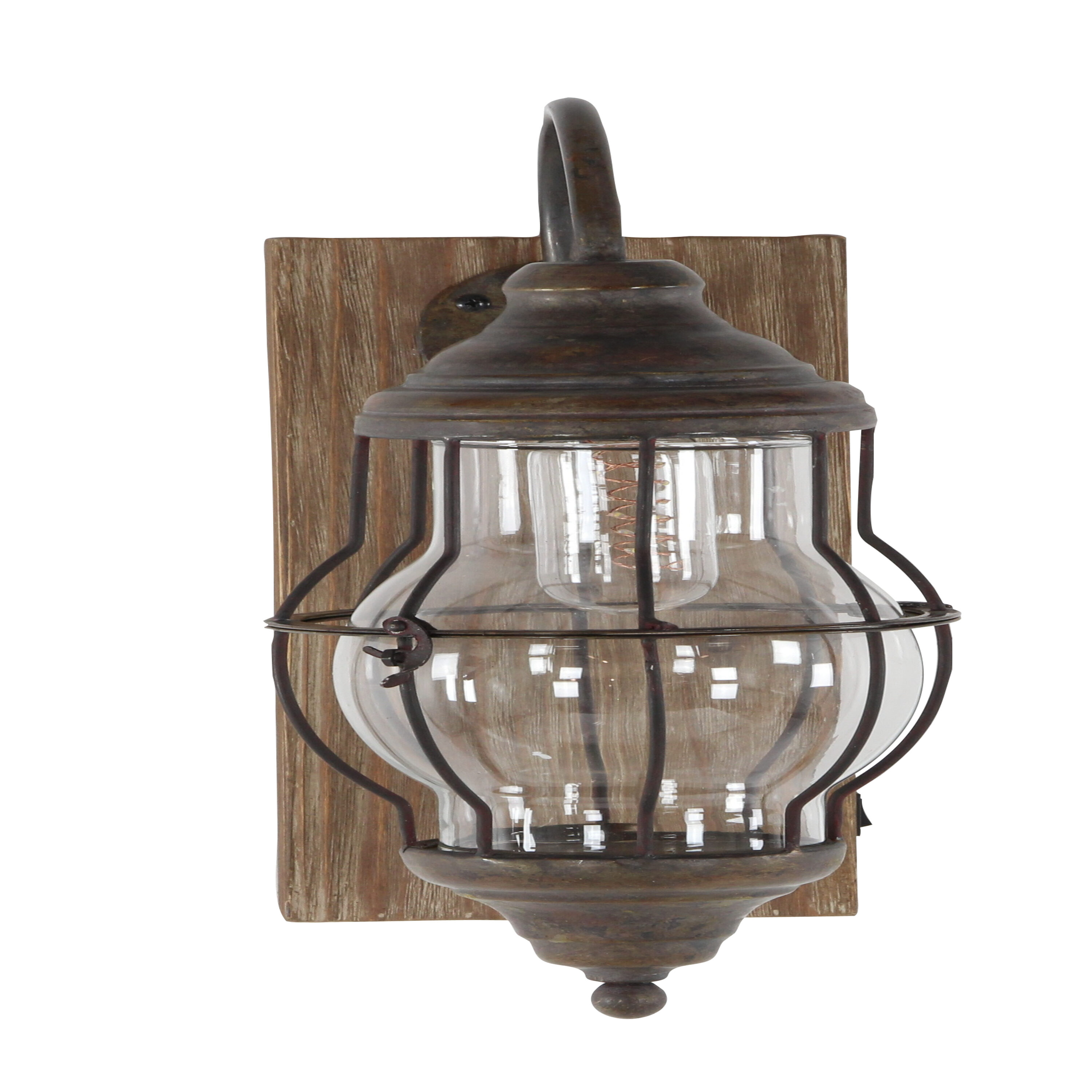 17" Black Iron and Wood LED Wall Sconce