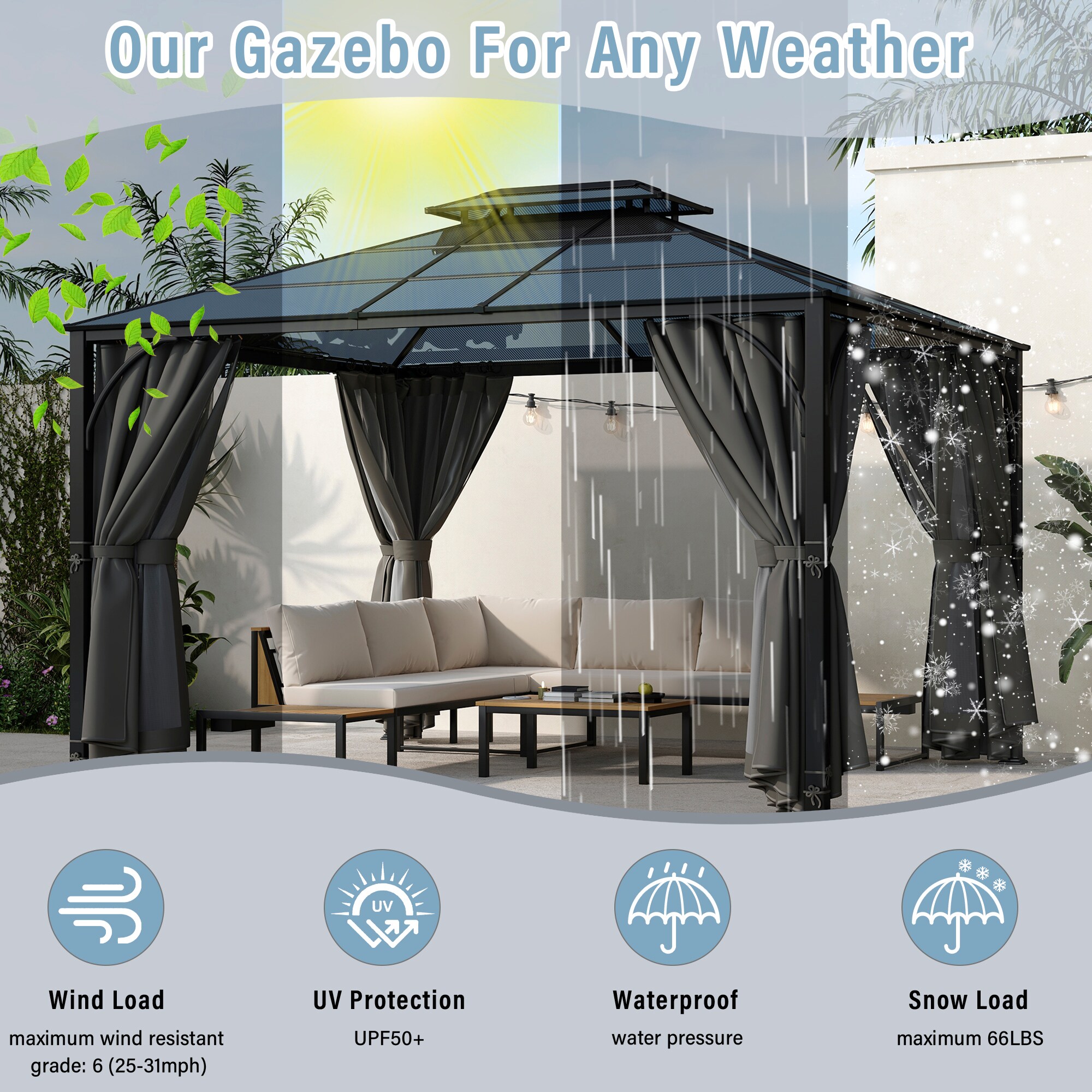 SINOFURN SYA010463GY Wood-Resin-Gazebos - View #16