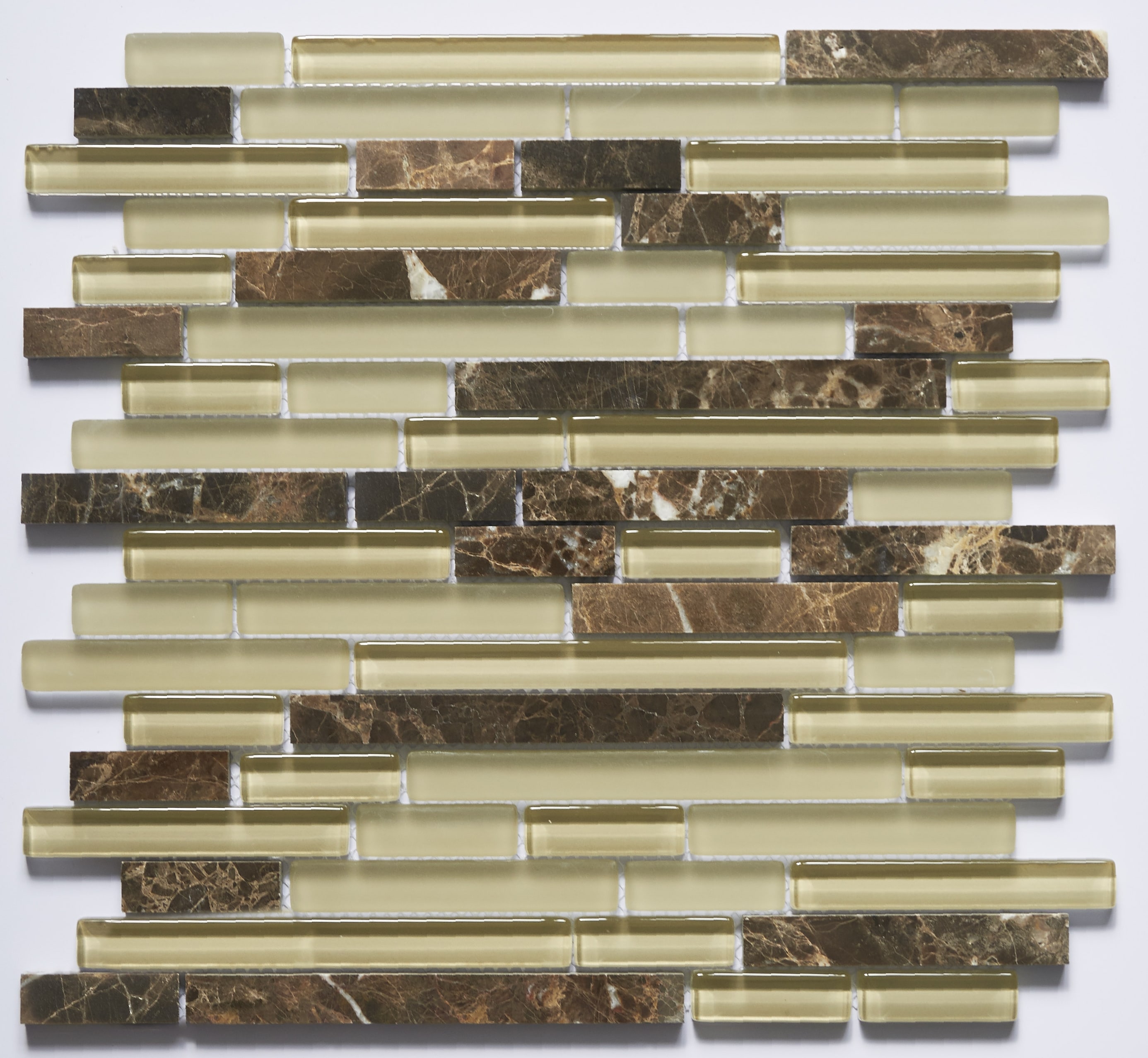 Abolos Premium Linear 18 Pack Hazelnut Brown/Multifinish 18 in x 18 in  Multi finish Glass; Metal; Stone Look Wall Tile