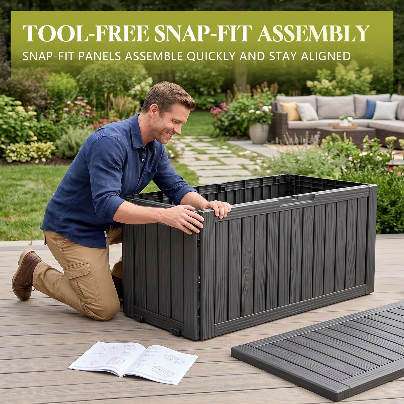 Patiozen 75 Gallon Outdoor Weather-Resistant Plastic Lockable Resin ...