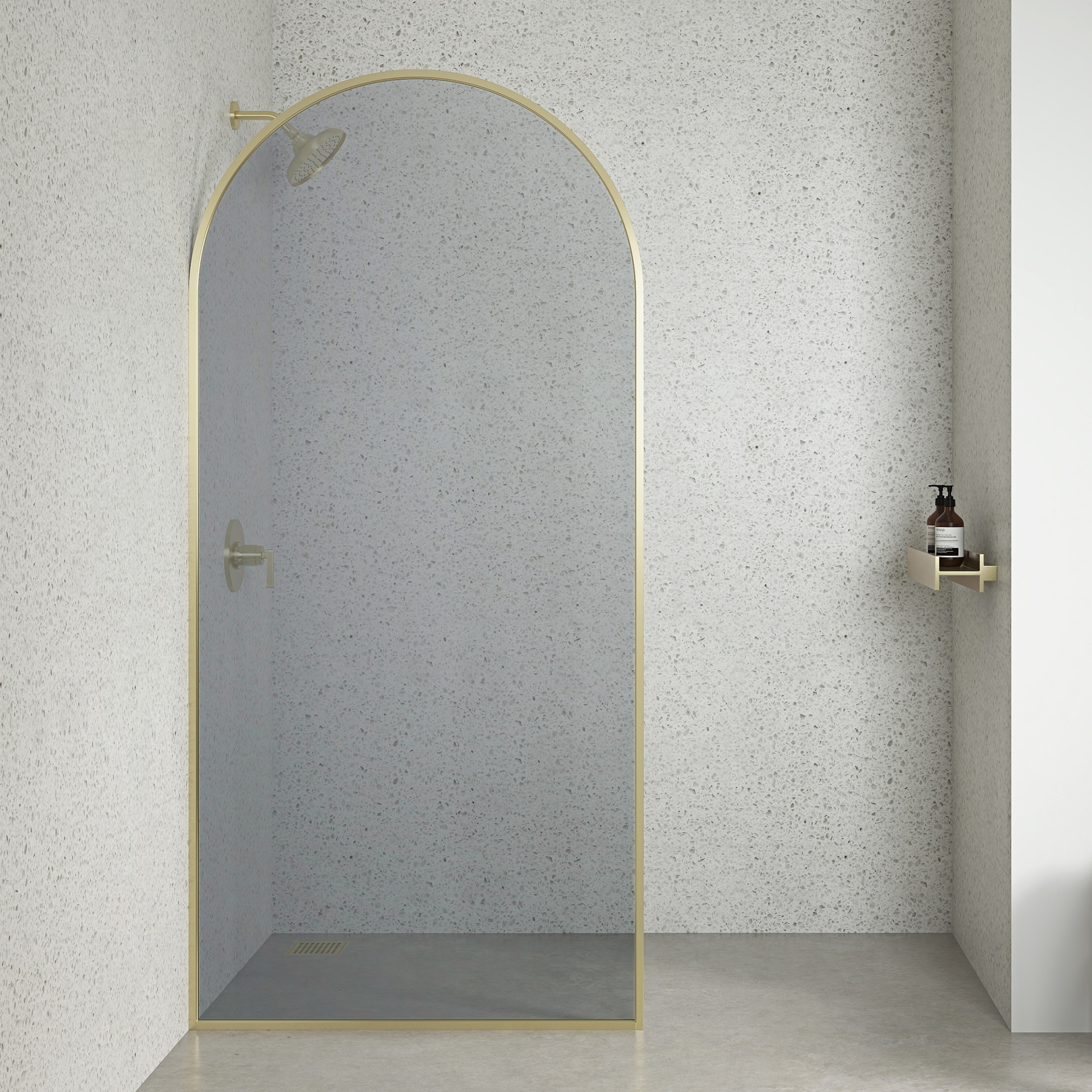 OVE Decors 15WTU-DELL36-GBW Della Brushed Gold 36-in W x 75.98-in H Framed Fixed Shower Door