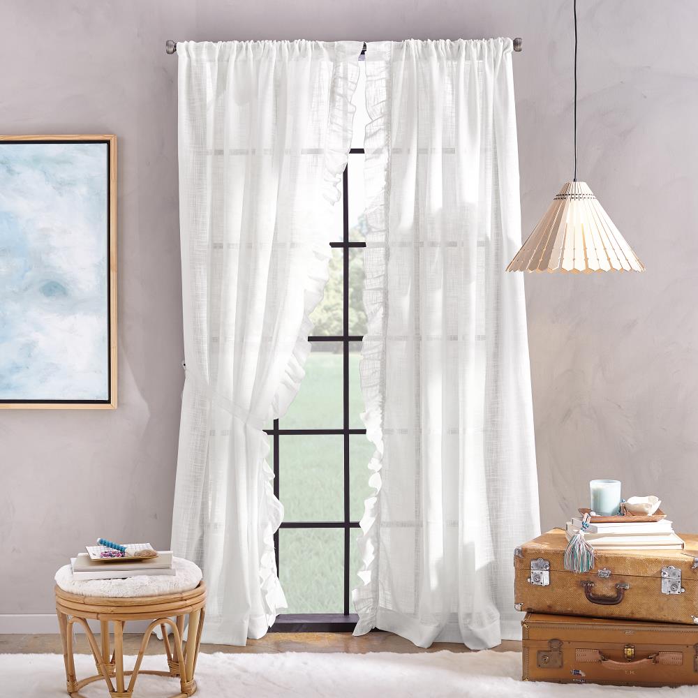 CHF 84-in White Sheer Rod Pocket Single Curtain Panel in the Curtains ...