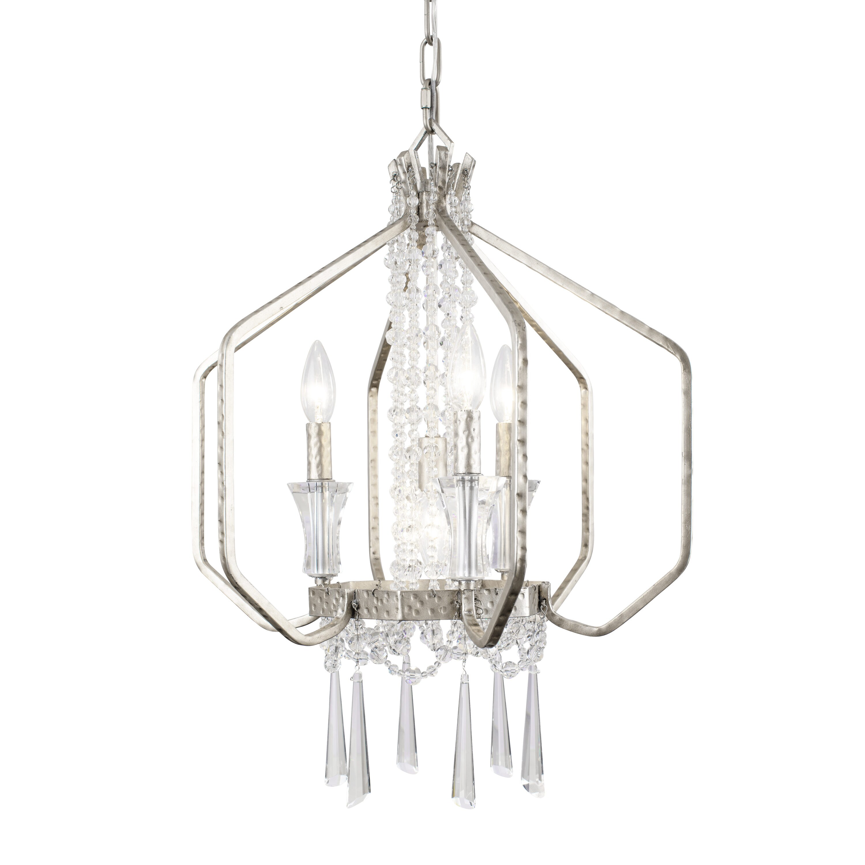 Varaluz 270P04TR Barcelona 4-Light Transcent Silver Transitional Geometric Hanging Pendant Light