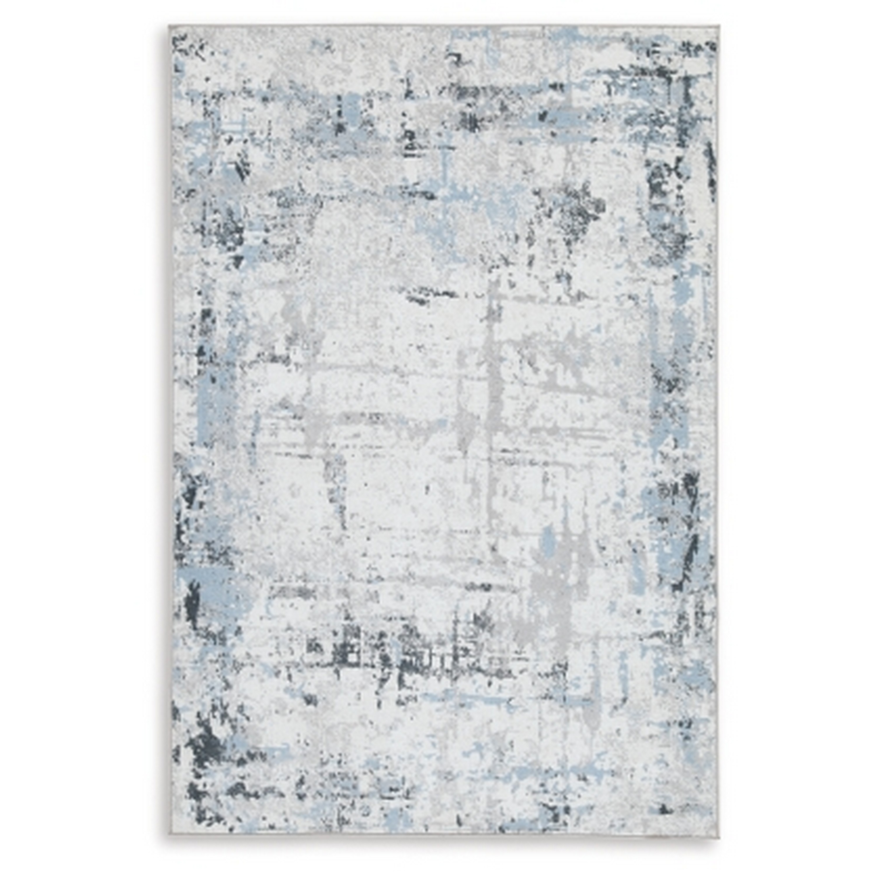 Benzara BM327815 Tufted Cotton/Polyester White, Blue, Gray Rectangular Indoor/Outdoor Area rug