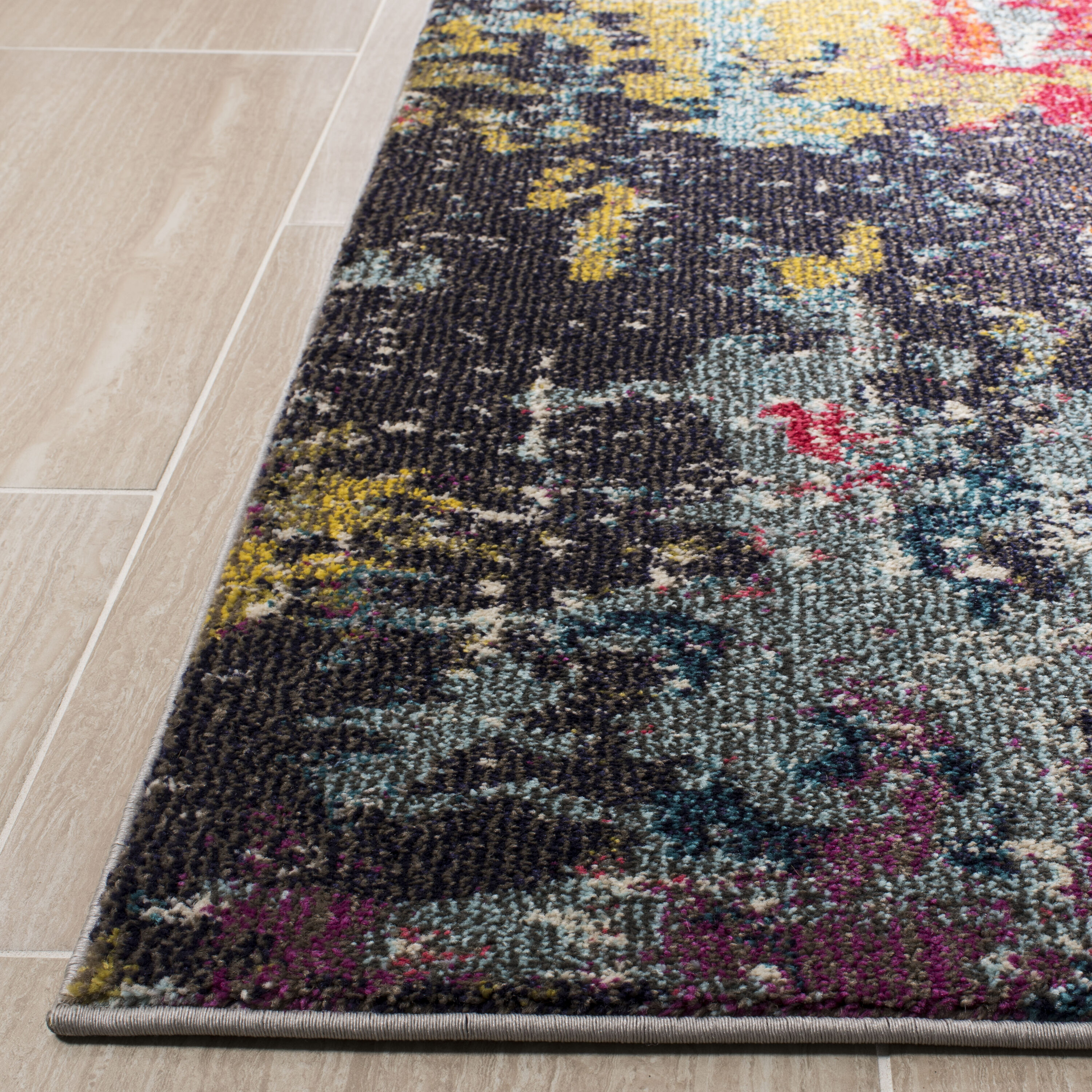 Reversible Blue Synthetic 4' x 6' Rectangular Runner