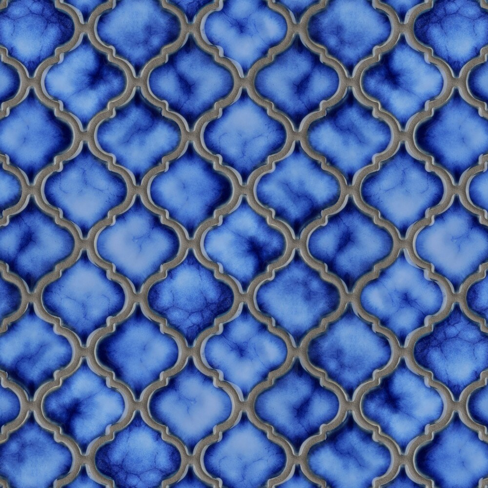 Cobalt Blue, Aqua & Gold Decorative Moroccan Tile Pattern Bath