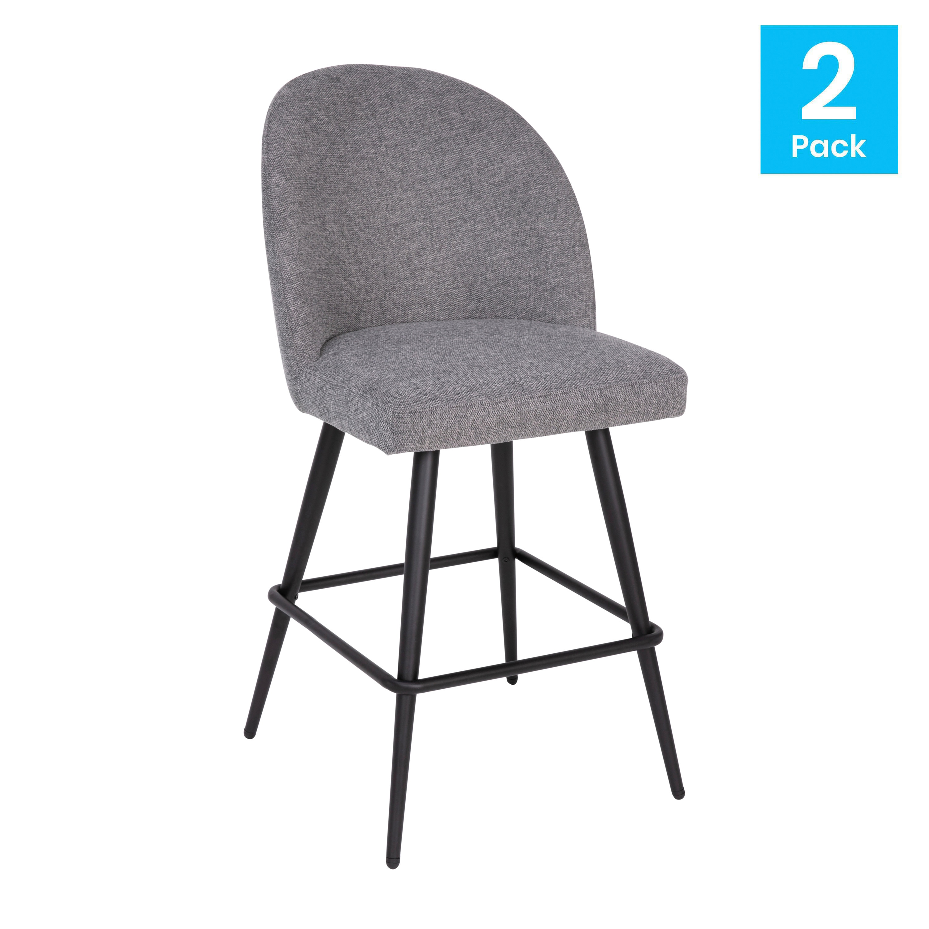 Alita Gray Faux Linen and Metal Counter Stools