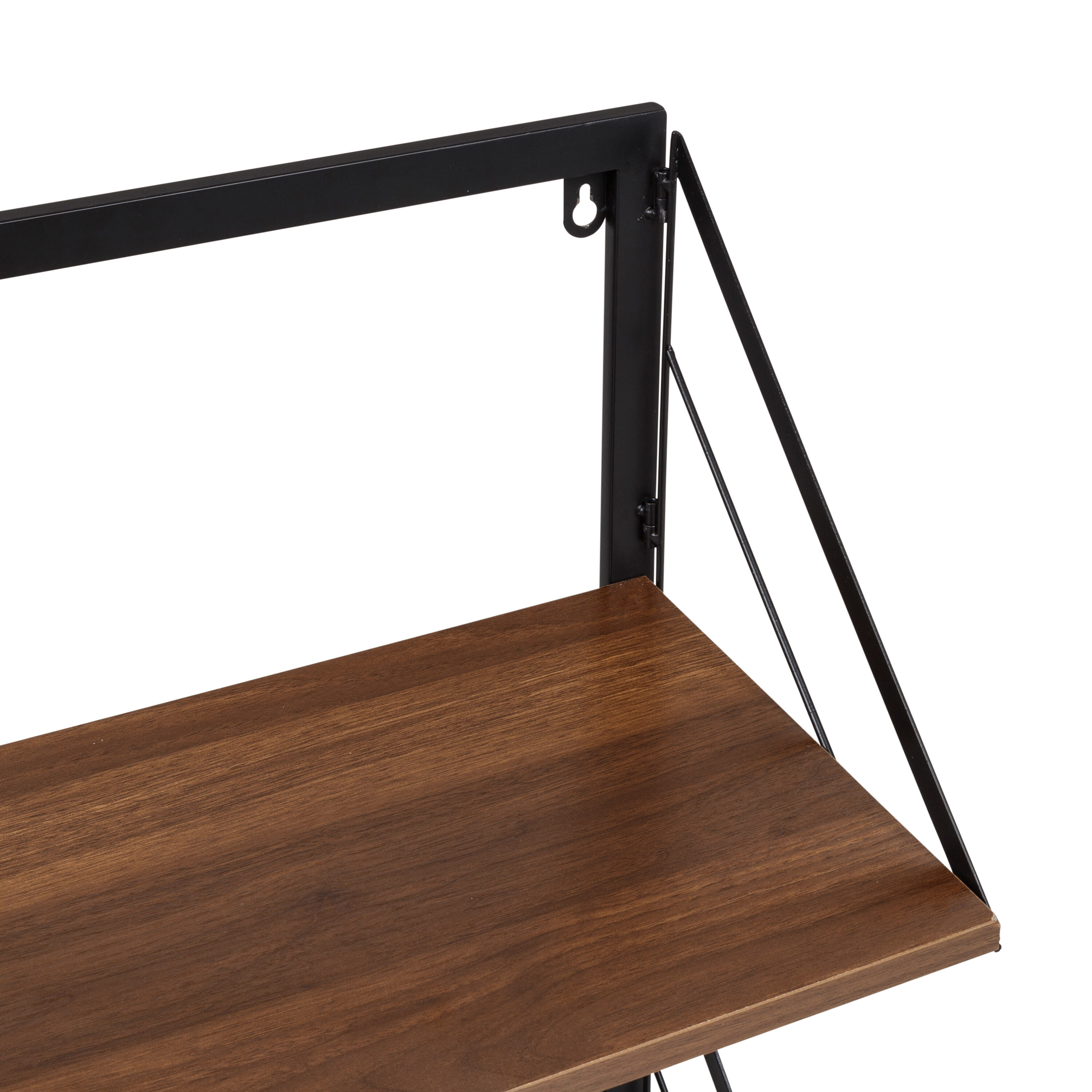 Black and Walnut Steel Wood 2-Tier Floating Wall Shelf