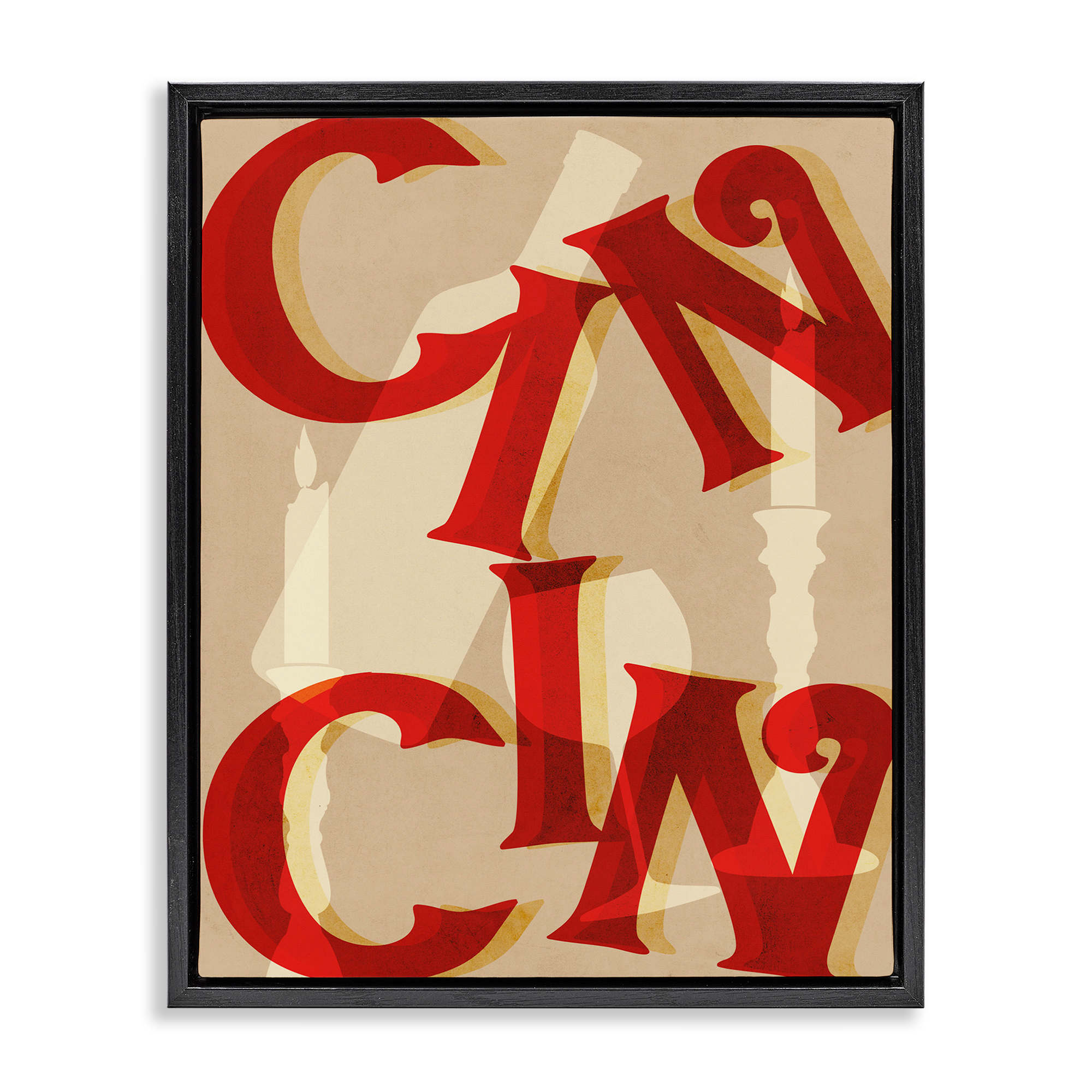 Stupell Industries BT-071-FFB-16X20 Cin Cin Wine and Candles Black Framed Floater Canvas Wall Art By Lil Rue 17 x 21