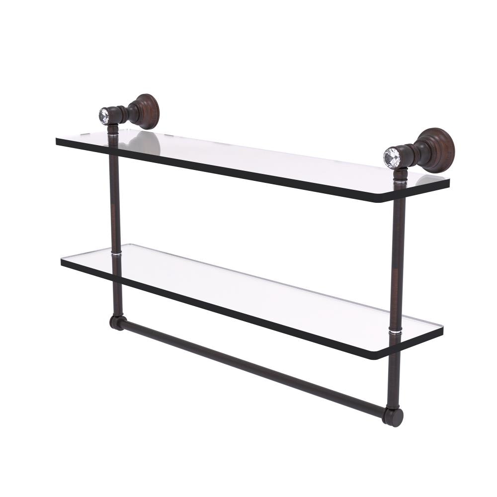 Allied Brass Carolina Crystal Antique Bronze 2-Tier Brass Wall Mount Bathroom Shelf