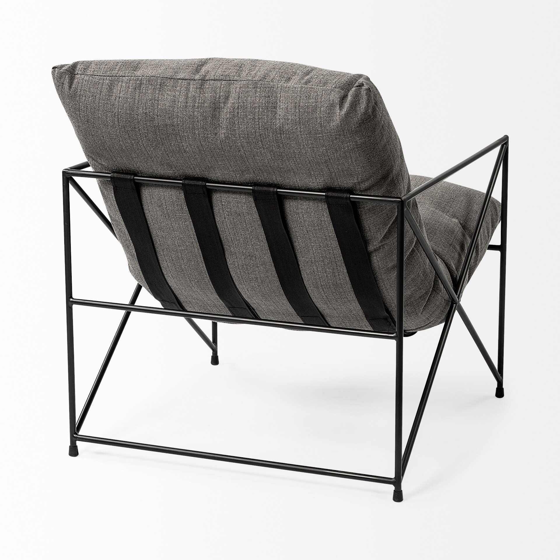 Leonidas Gray Fabric and Black Metal Accent Chair