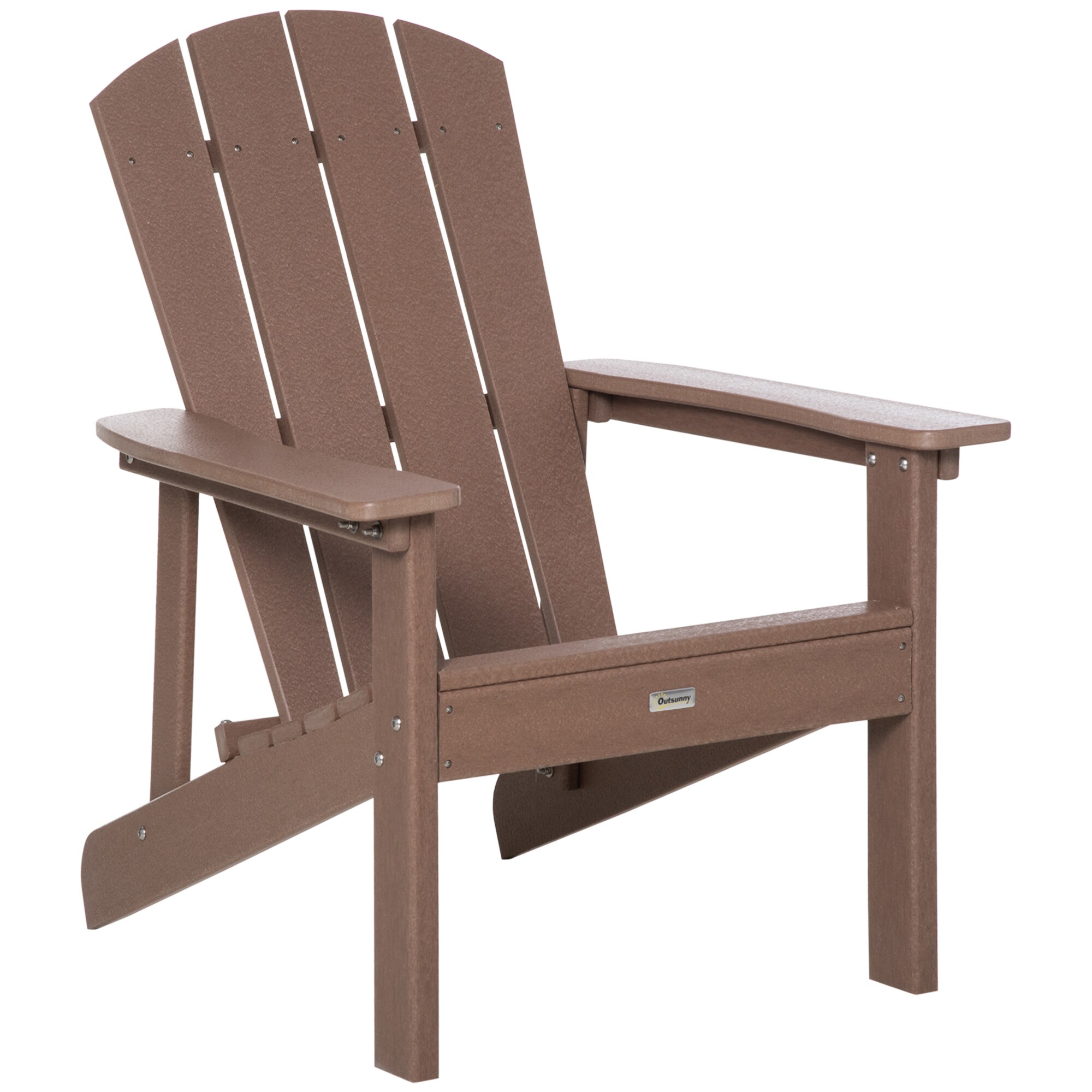 Forclover ASE-637BN Adirondack chairs Brown Polyethylene Frame Stationary Adirondack Chair with Solid Seat