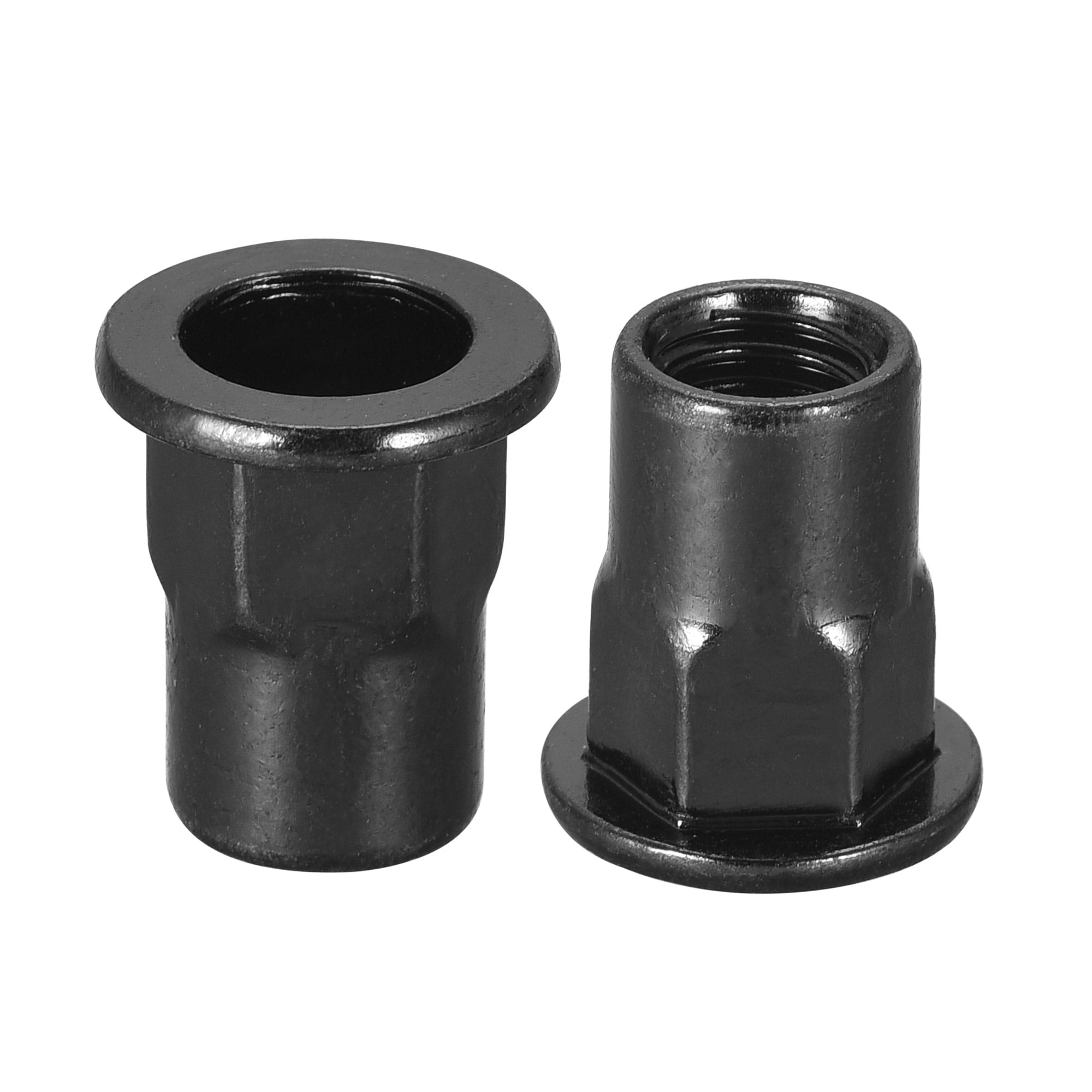 Unique Bargains M8 Rivet Nuts Thread Half Hexagonal Carbon Steel Zinc-Plated Flat Head Threaded Insert Nut Black 50pcs #S25072800UX9751