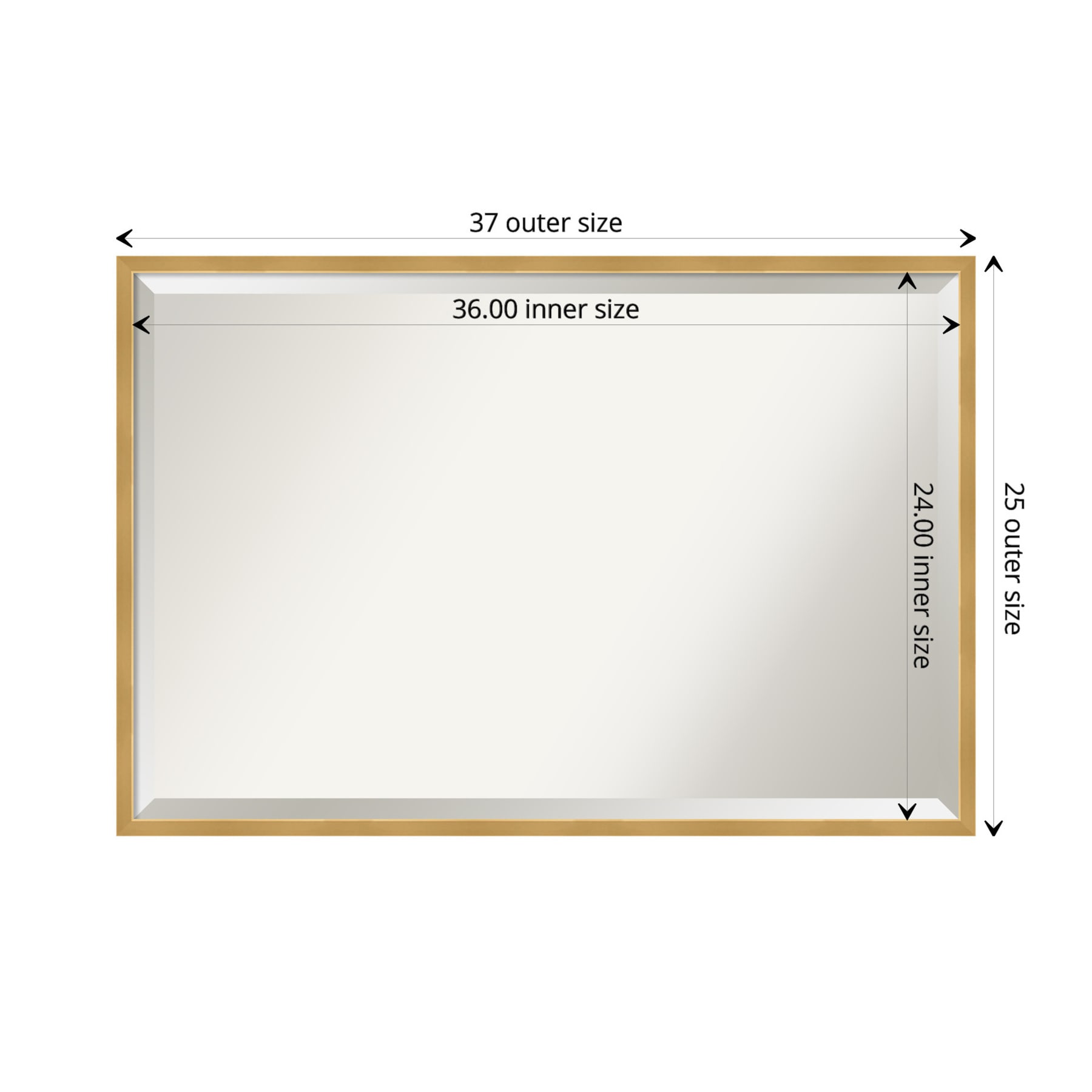 Svelte Polished Gold Beveled Wood Bathroom Vanity Mirror