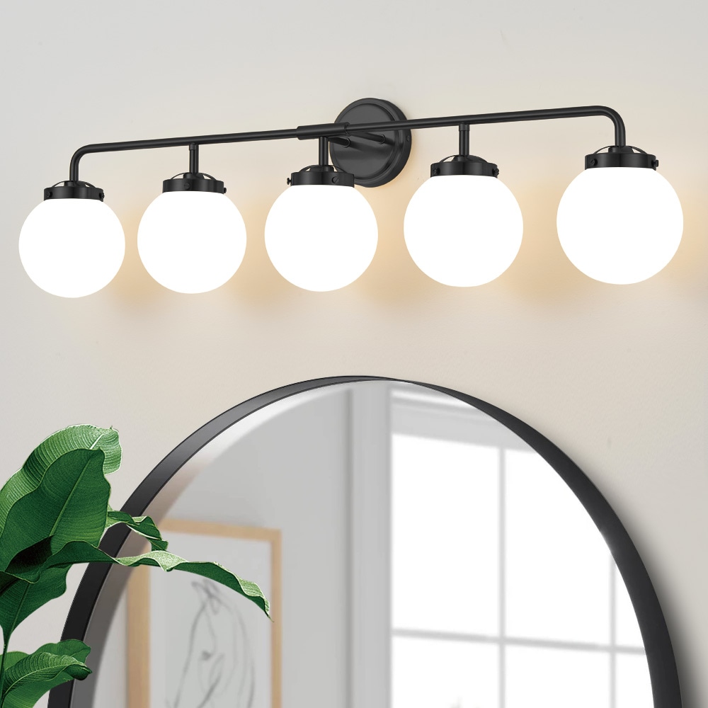 POWLIG L-1758-5H Vanity Light 38.98-in 5 -Light Brushed Black Modern/contemporary Vanity light