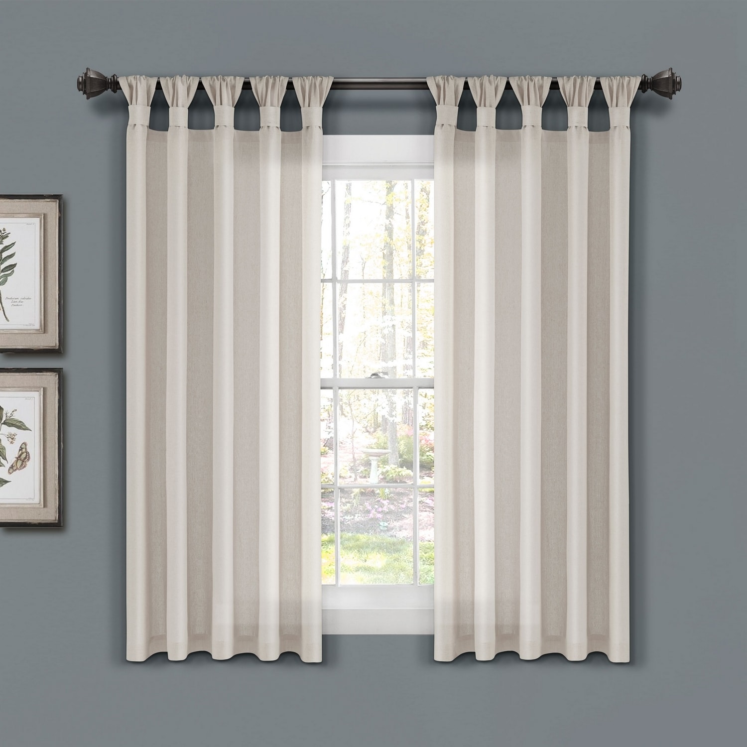 Lush Decor 16T007594 63-Inches Light Linen Top tab Curtain panel pair