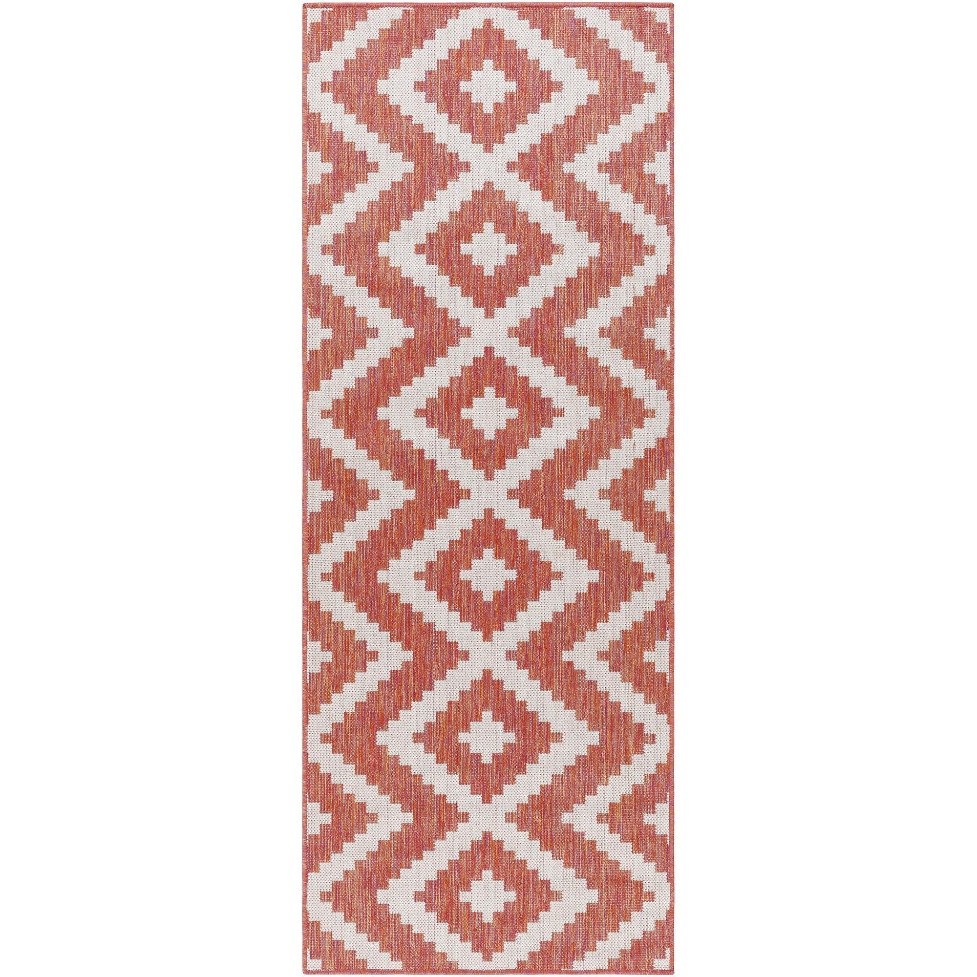 Livabliss LBH2313-2773 Long Beach 3 x 8 (ft) Polypropylene Red Orange/Gray Rectangular Outdoor Chevron Global Runner rug