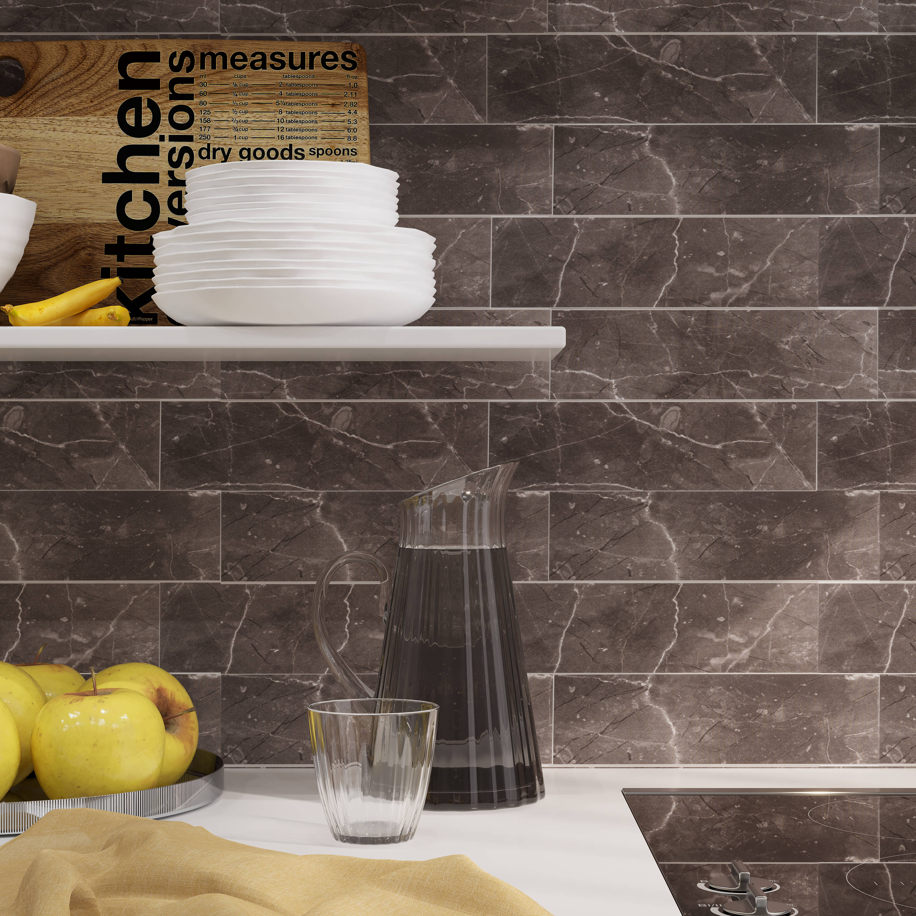 Black Natural Stone Peel and Stick Mosaic Tile