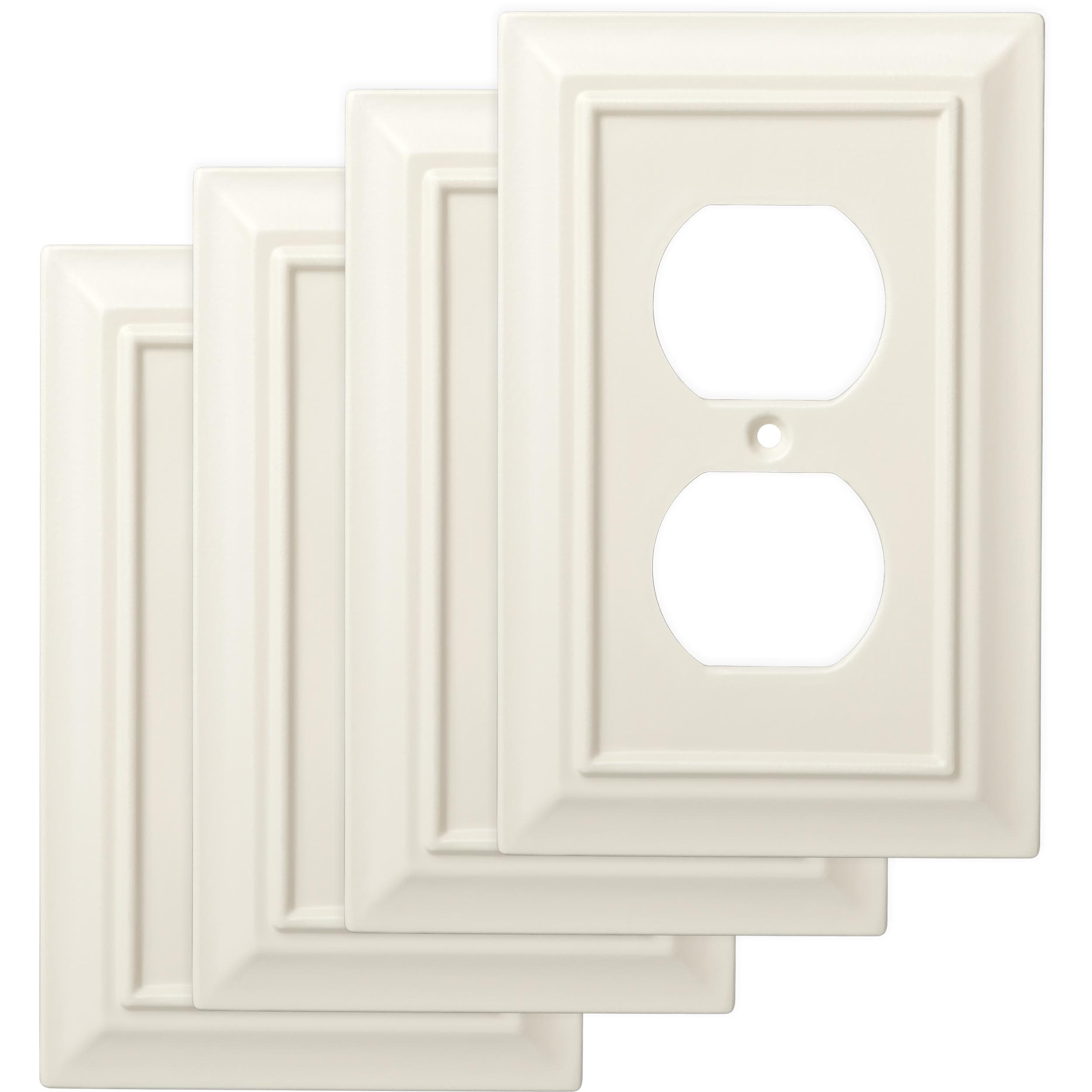 allen + roth W31558-LAL-KT Architectural 1-Gang Standard Duplex Wall Plate, Light Almond (4-Pack)