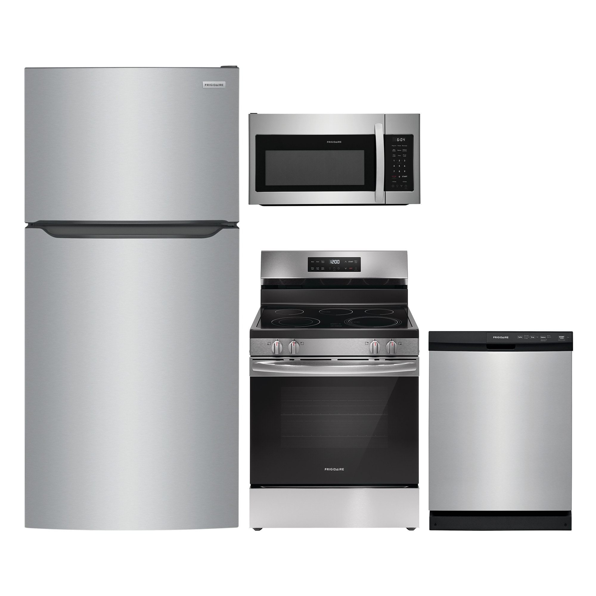 Frigidaire   Top-Freezer Refrigerator & Steam Cleaning Electric Range Suite in Fingerprint Resistant Stainless Steel