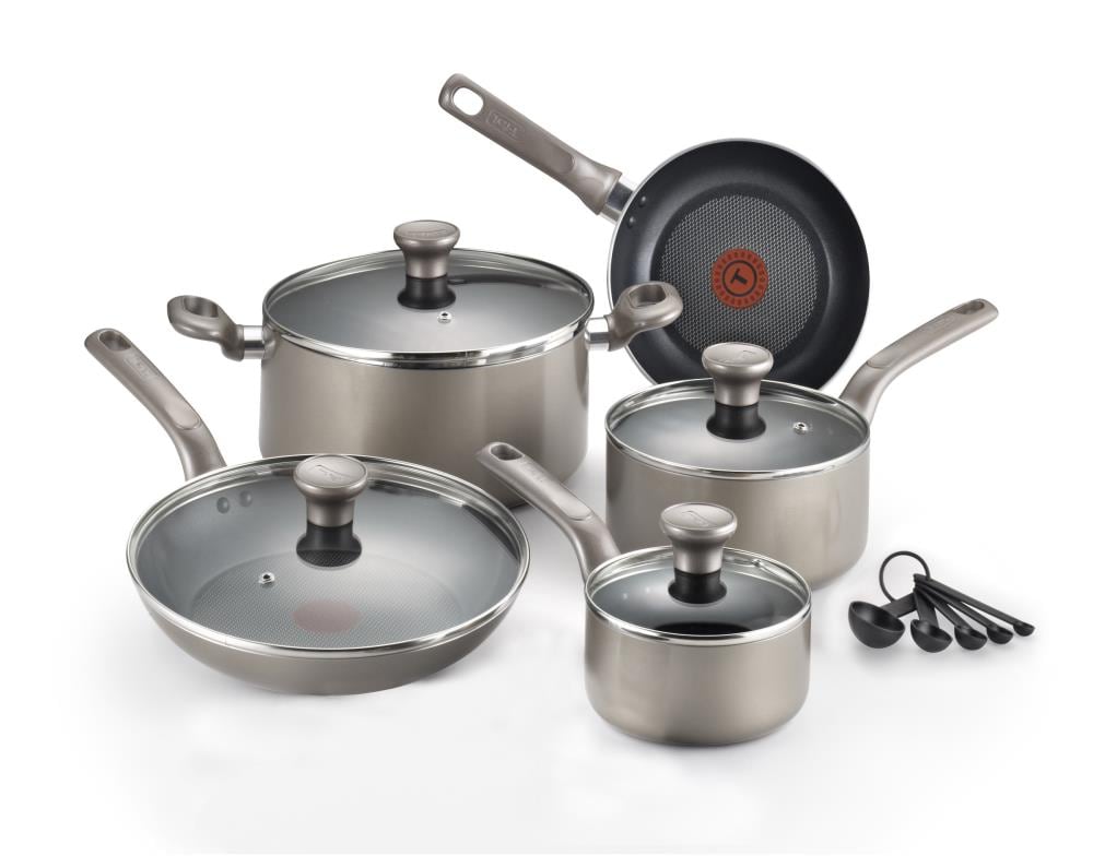 T-FAL 14-Piece Excite 12.8-in Aluminum Cookware Set with Lid(s) Included at