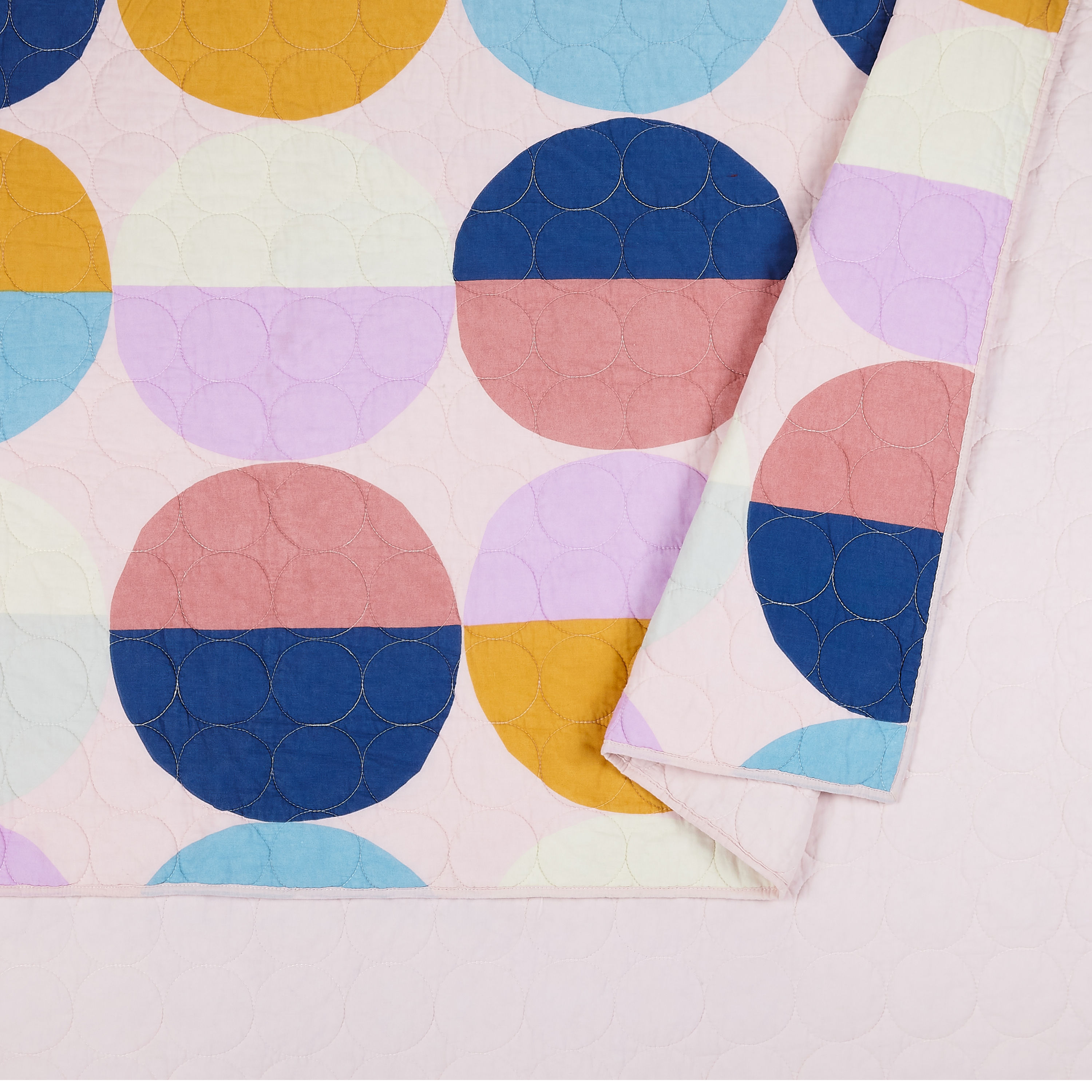 Full Pink Organic Cotton Reversible Quilt Set