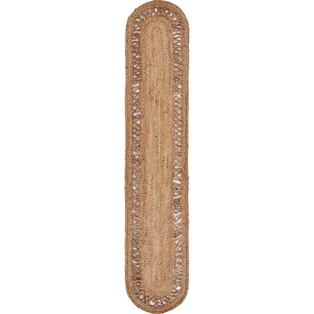 LR Home Natural Fiber Braided Border All-Natural Jute Table Runner