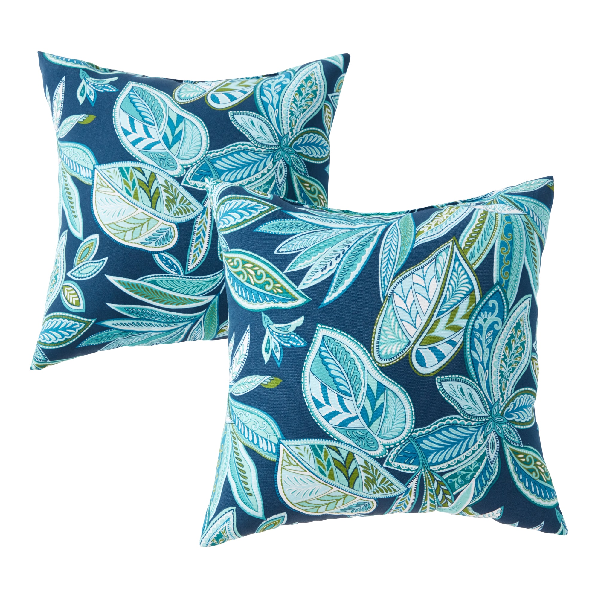 Greendale Home Fashions - Outdoor 2 -Pack Floral Botanical Crestwood Square Throw pillow